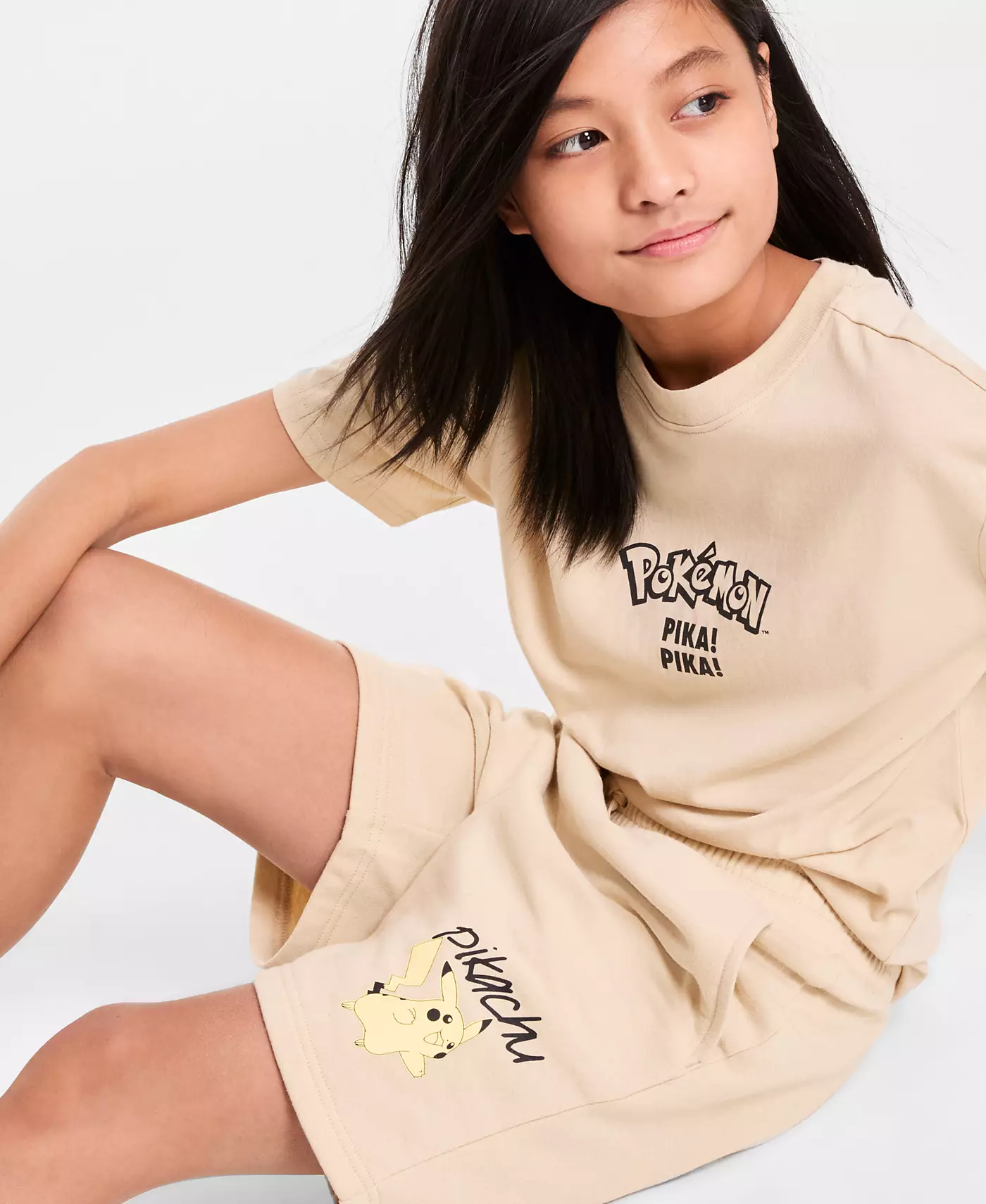 Футболка с принтом «Pika Pika» для маленьких и больших мальчиков «Pikamon» и флисовые шорты «Pikachu»