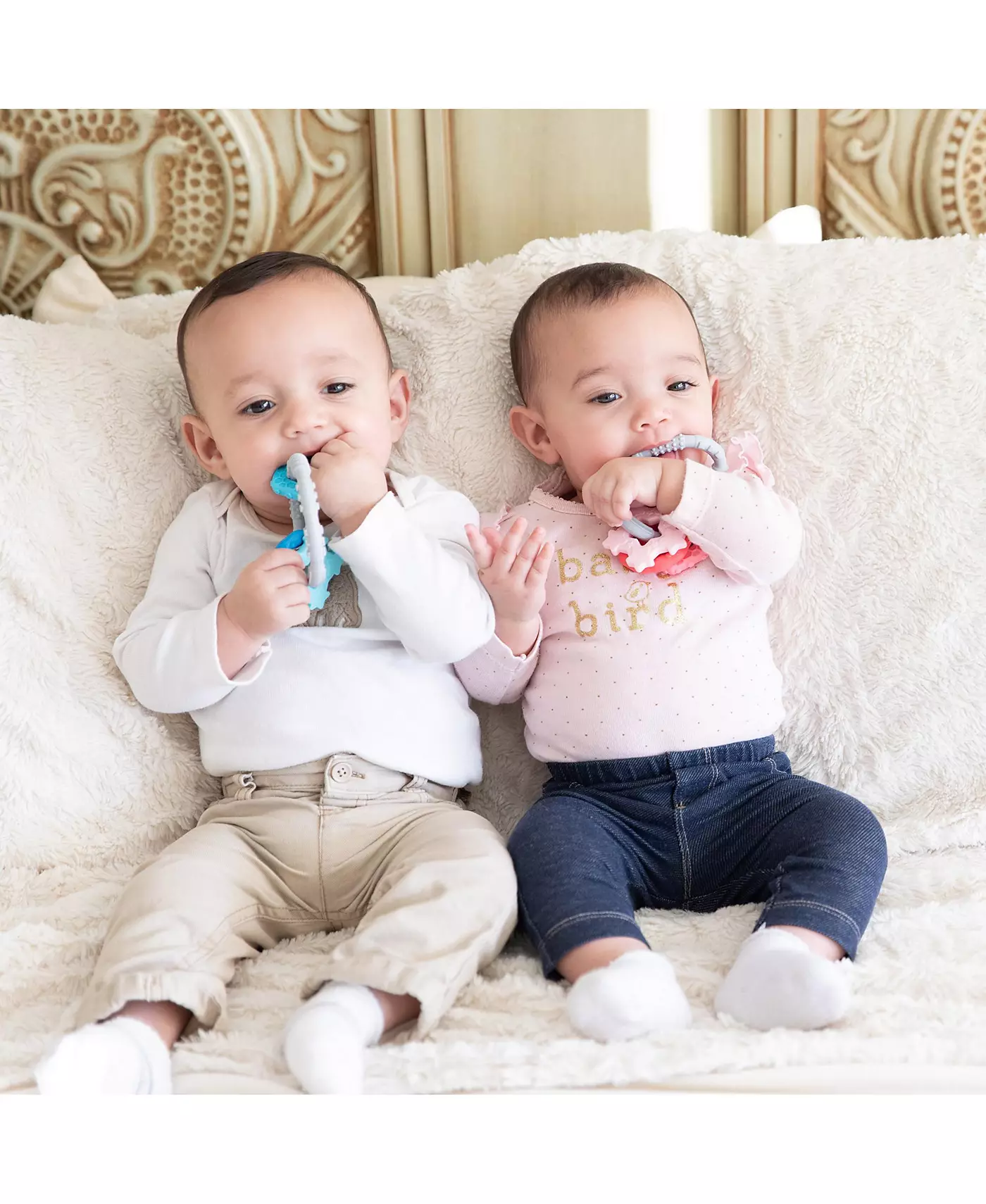 Bumkins Baby Girls Три текстурированных цепких зубных брелока