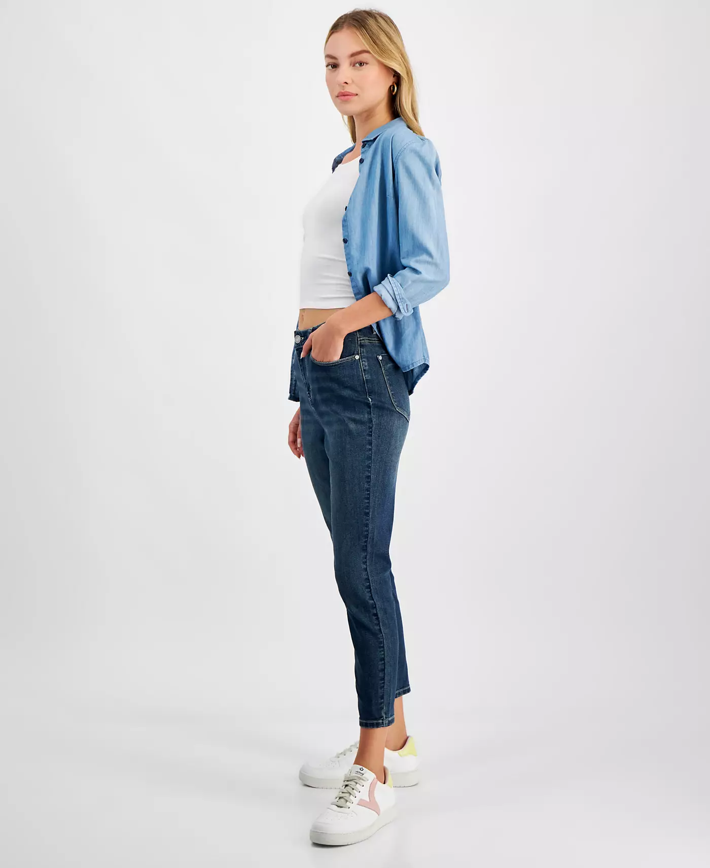 Укороченные джинсы Indigo Rein Juniors Curvy со средней посадкой