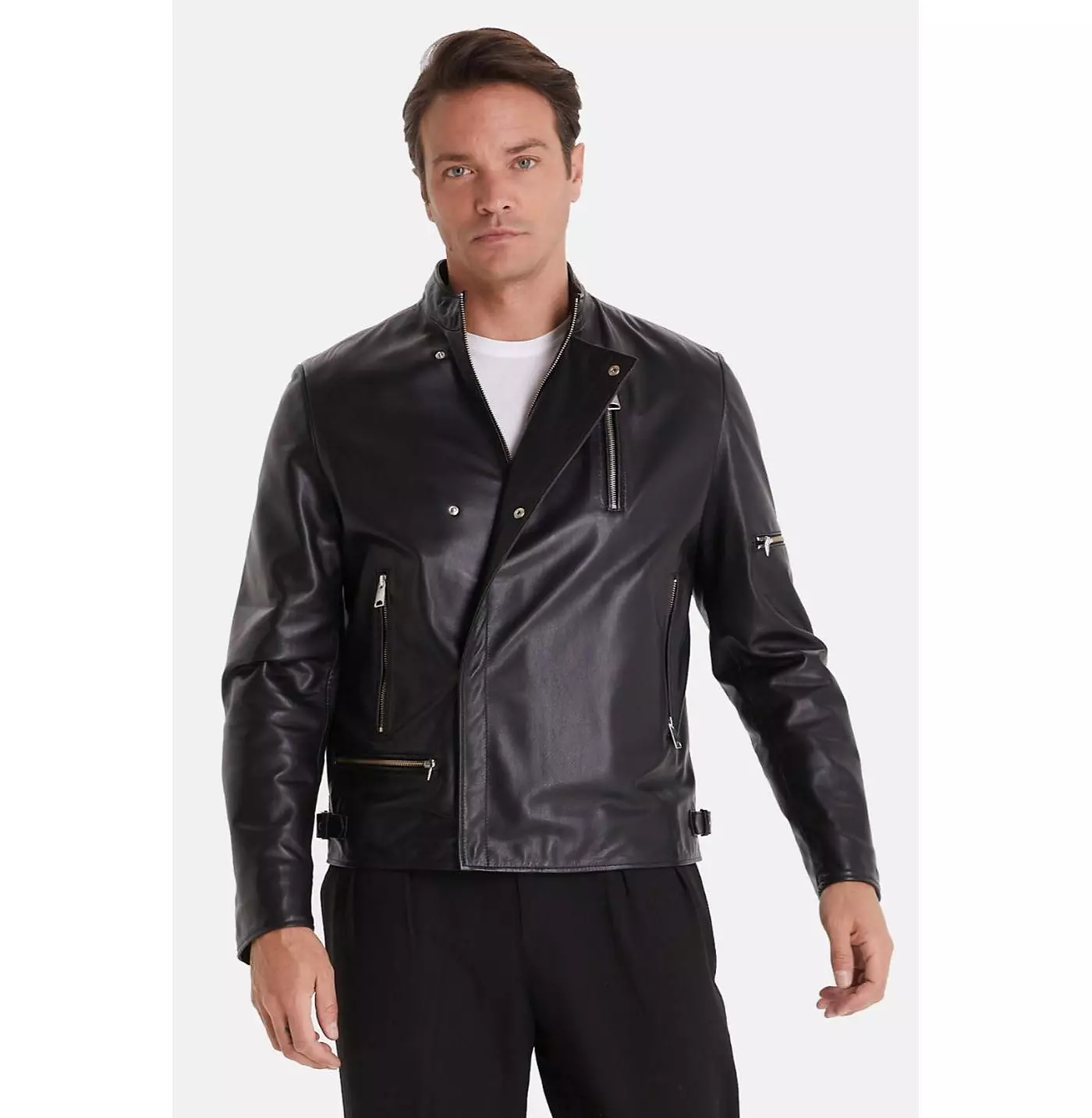 Мужская кожаная байкерская куртка Furniq UK, черная