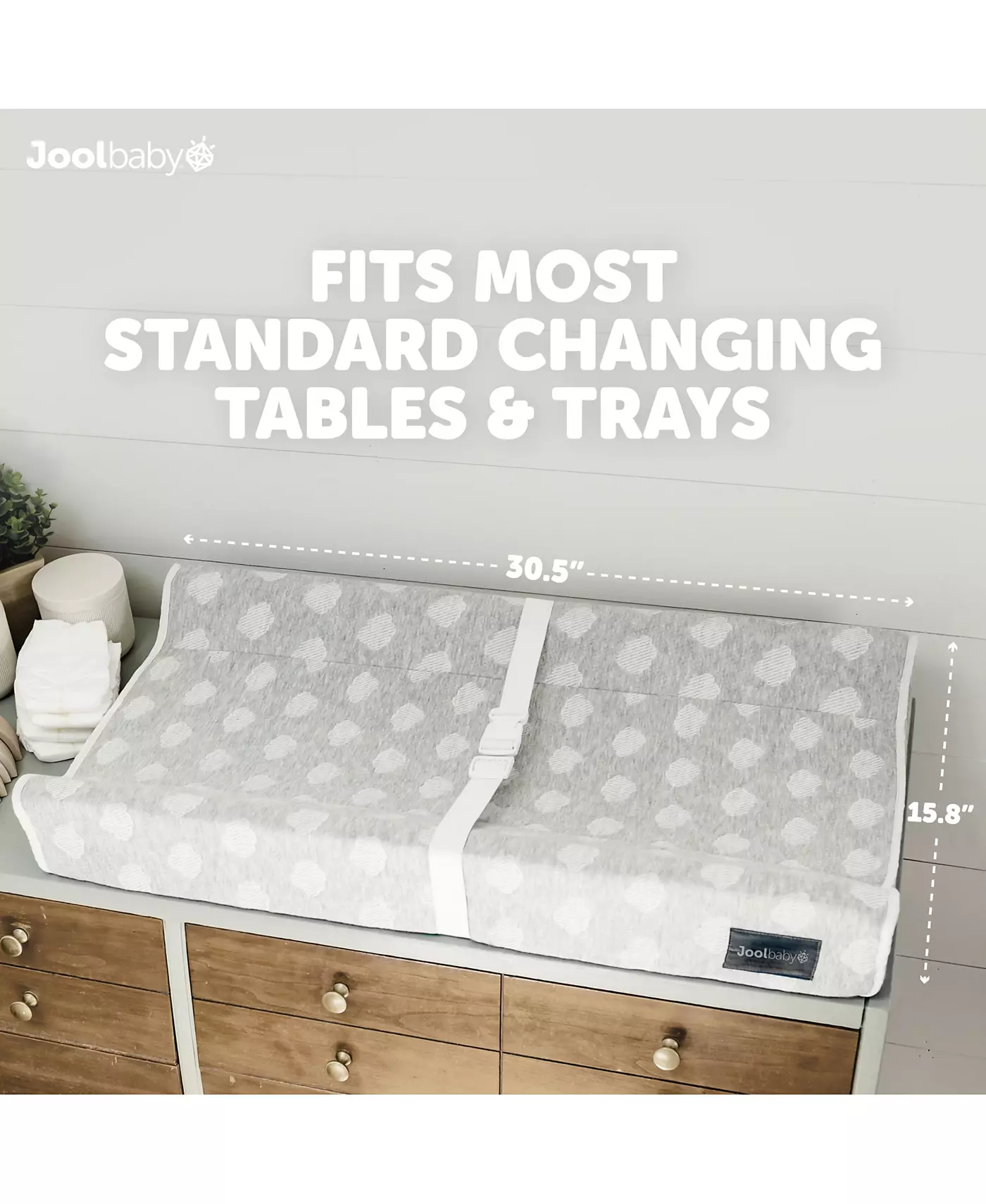 Детский контурный пеленальный столик Jool Baby - водонепроницаемый и нескользящий дизайн, в комплект входит удобный, дышащий и моющийся чехол