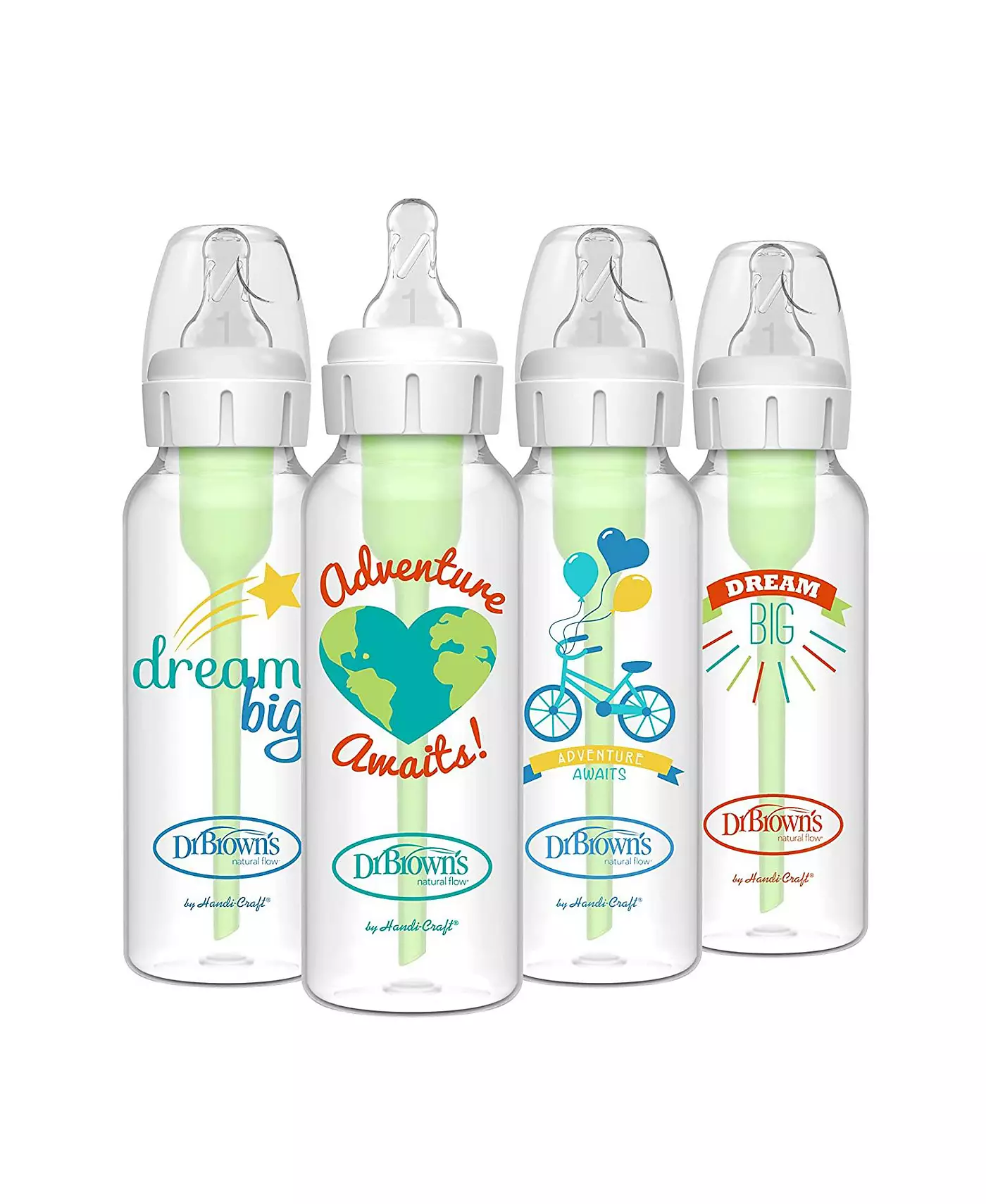 Узкие детские бутылочки Dr. Browns Baby Anti-Colic Options+, 8 унций, 4 шт., Green Dream