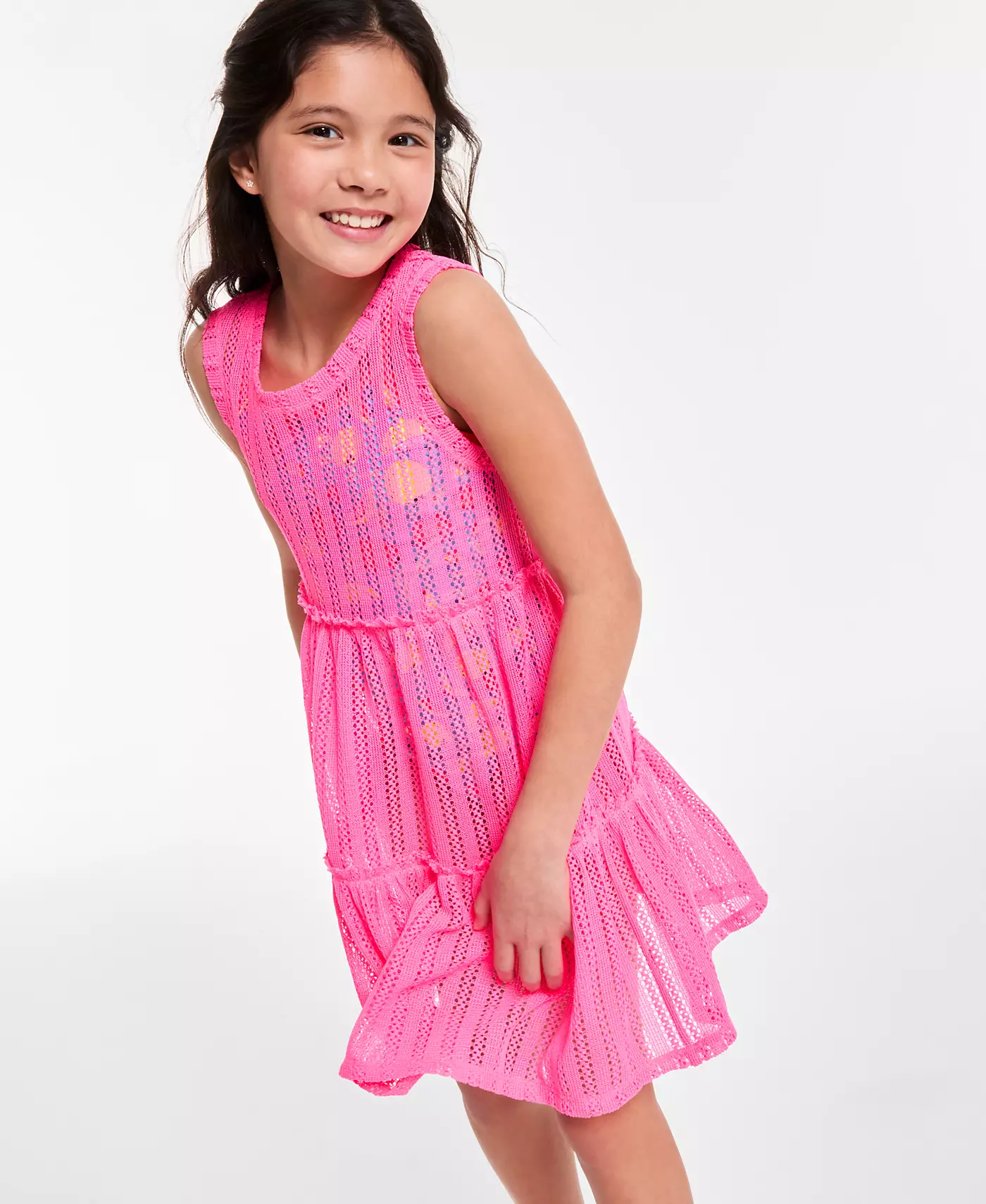 Epic Threads Big Girls Citrus - двухсекционный купальник-танкини с вырезом и сетчатое платье-пляж, эксклюзивно в Macy's