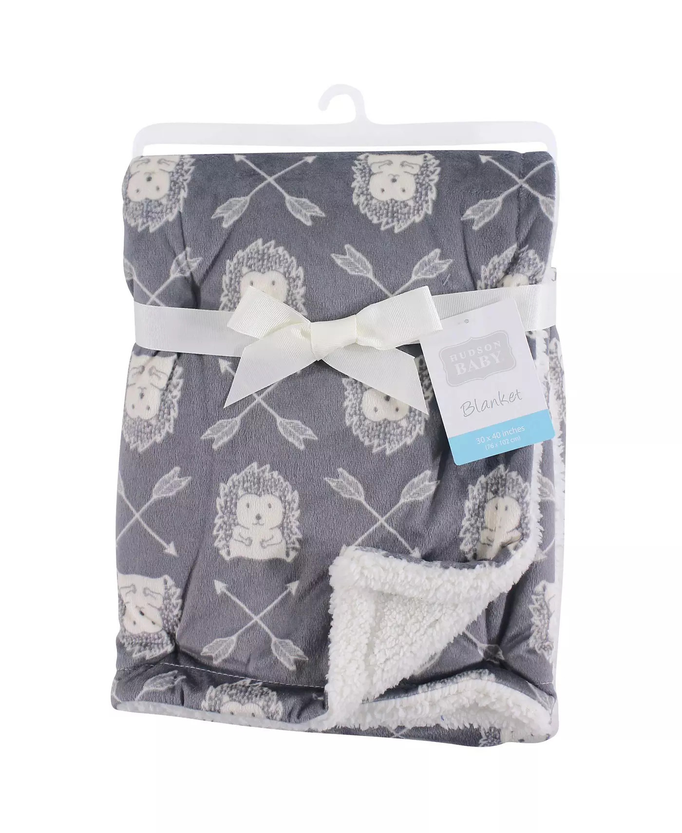 Плюшевое одеяло для мальчика Hudson Baby Infant с искусственной овчиной на спине, ёжик, один размер