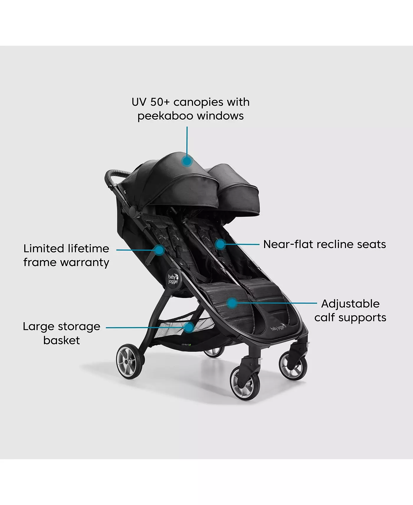 Baby Jogger Baby City Tour 2 — легкая коляска для двойни