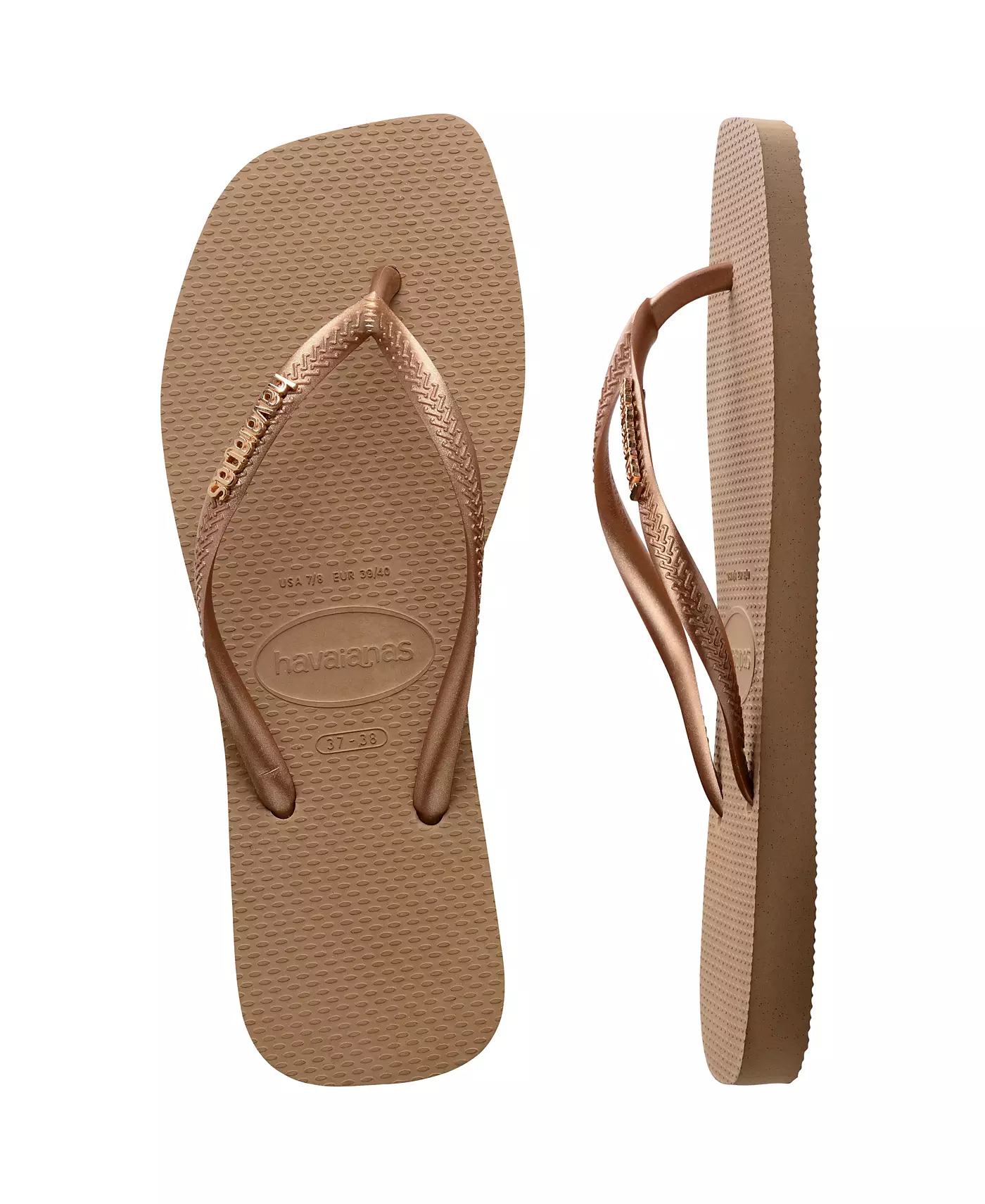 Женские узкие сандалии Havaianas с квадратным логотипом и металлическим эффектом