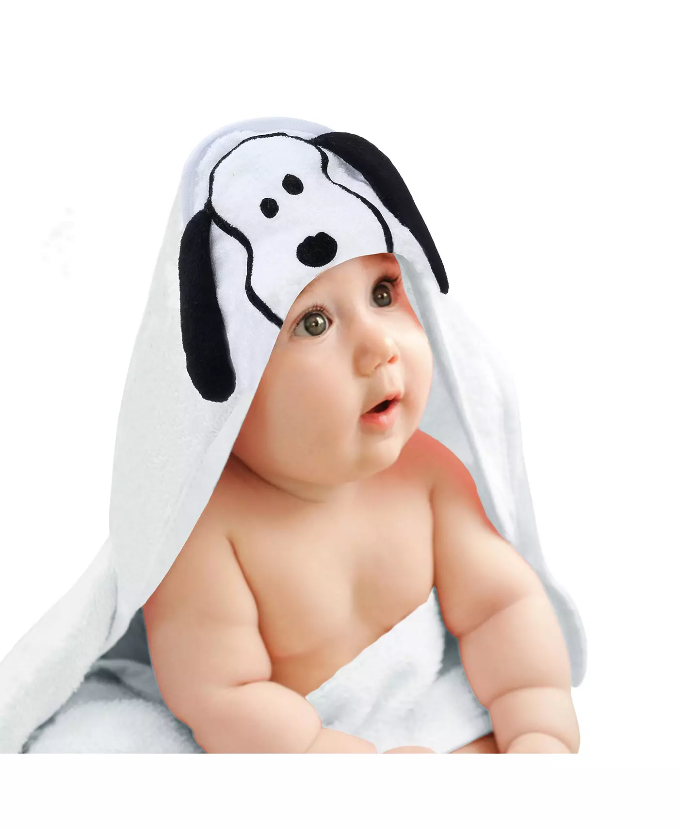 Полотенце для купания Lambs & Ivy Snoopy для младенцев и малышей из хлопка с капюшоном - белое