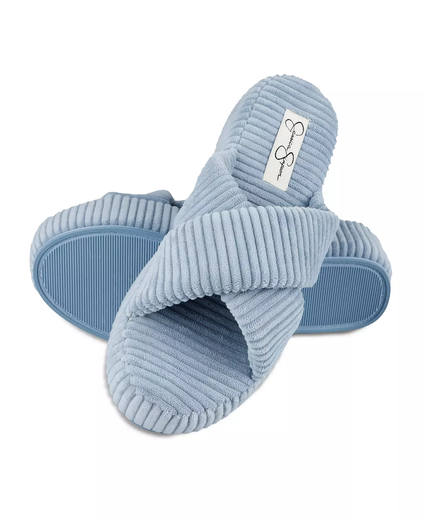 Женские тапочки Jessica Simpson из ребристого терри с перекрестными полосками на платформе