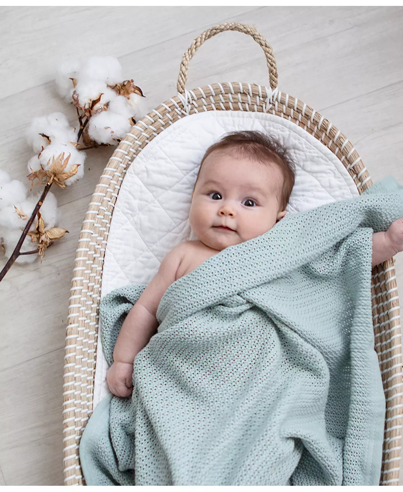 Living Textiles Хлопковое ячеистое одеяло для мальчиков или девочек