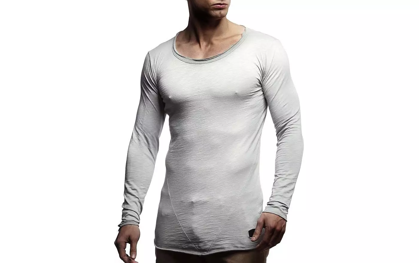 Мужская футболка Leif Nelson Slim Fit CrewNeck Long T-Shirt | Классическая стильная футболка с длинными рукавами и круглым вырезом