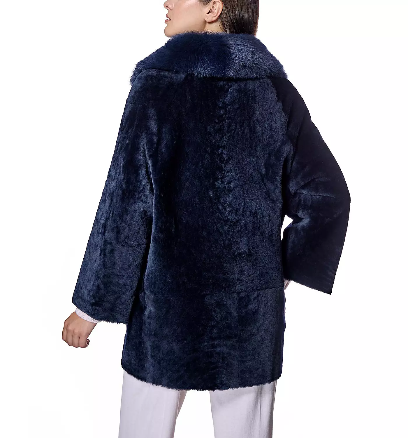 Женское пальто-кокон из овчины Julia & Stella By Maximilian