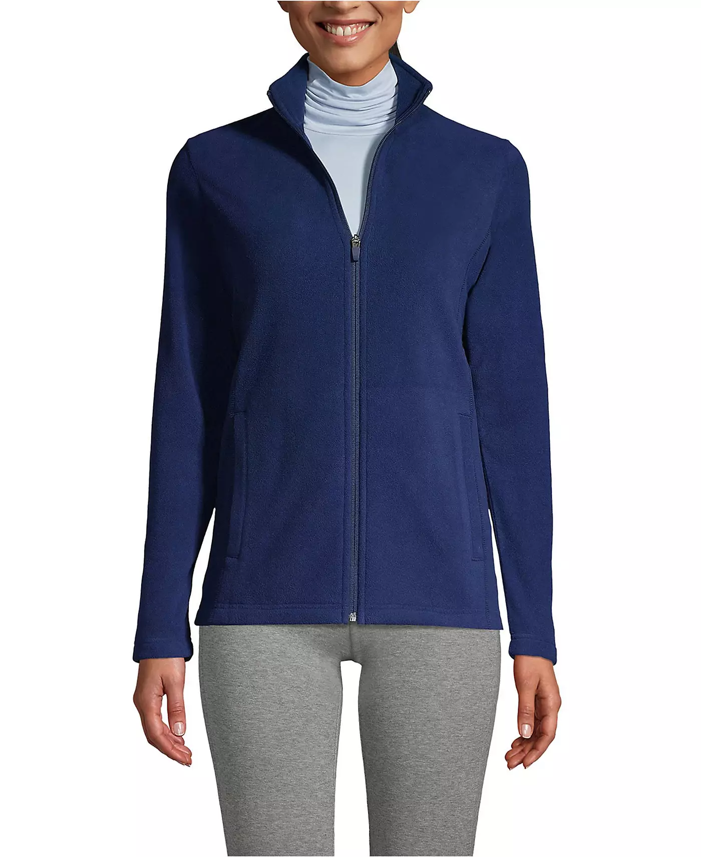 Женская флисовая куртка Lands' End для высоких женщин, всепогодная, на молнии