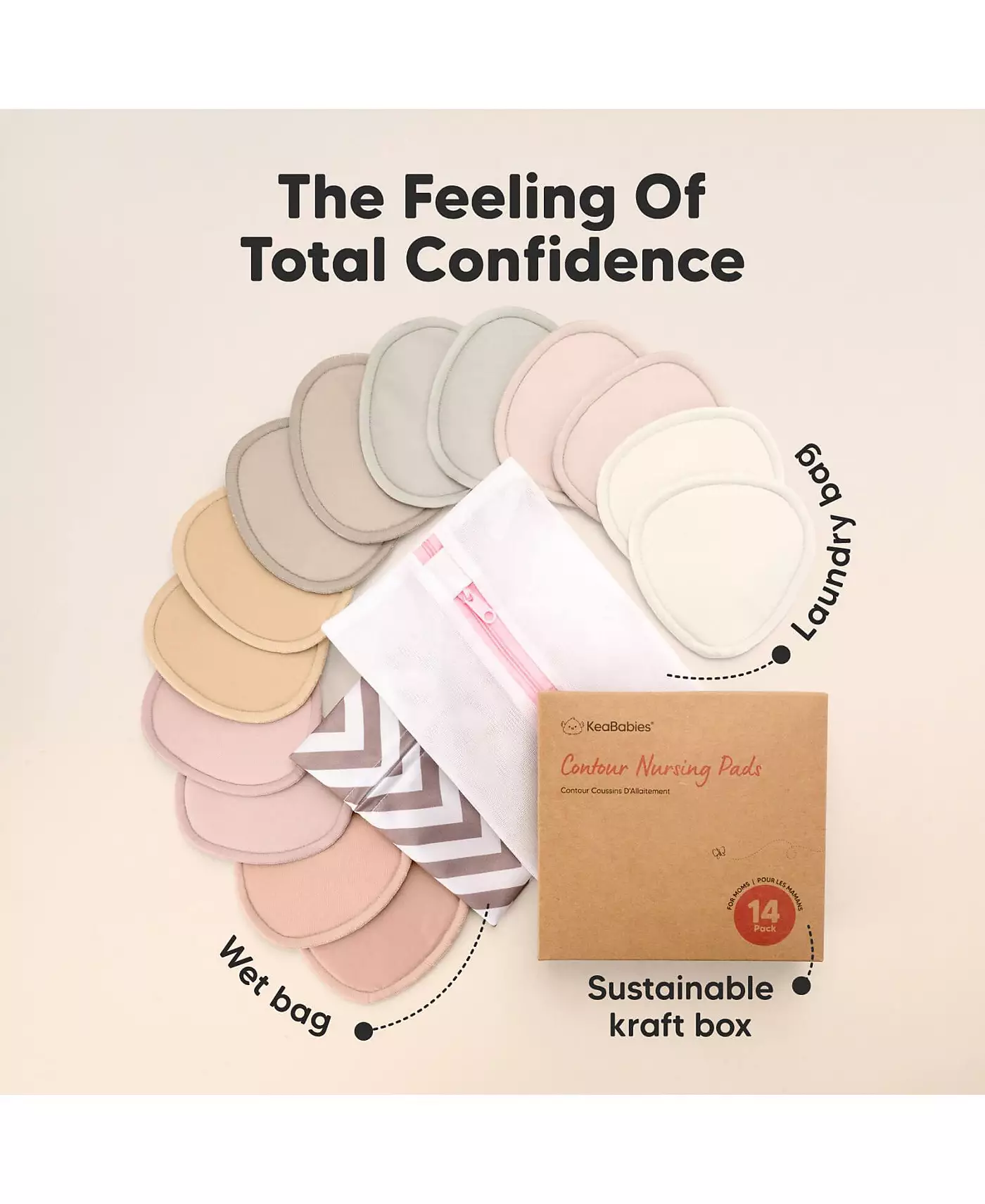 KeaBabies Maternity 14 упаковок органических прокладок для кормления грудью, многоразовые прокладки для сосков для кормления грудью, моющиеся прокладки для груди + мешок для стирки