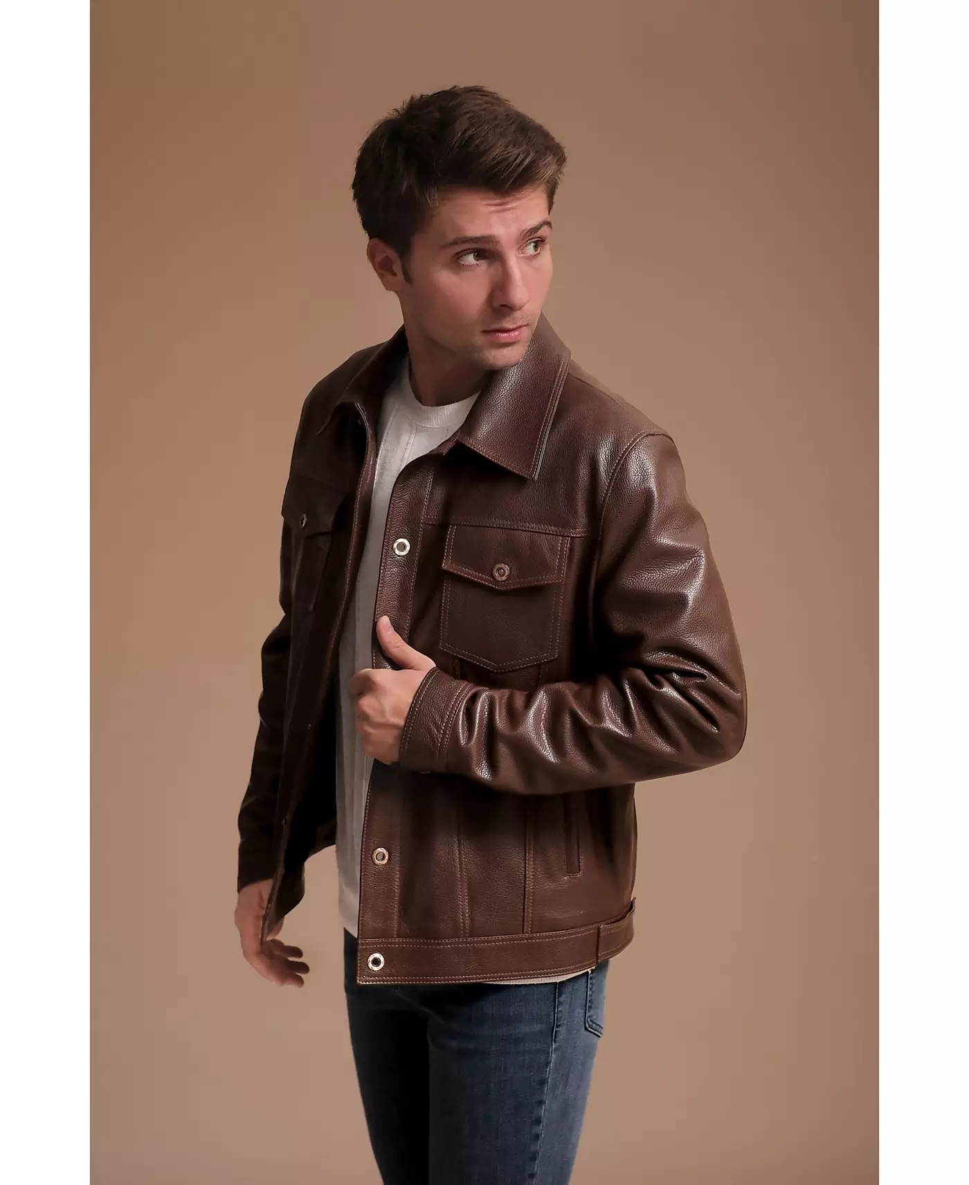 Мужская кожаная куртка Furniq UK, коричневая, создана для Macy's