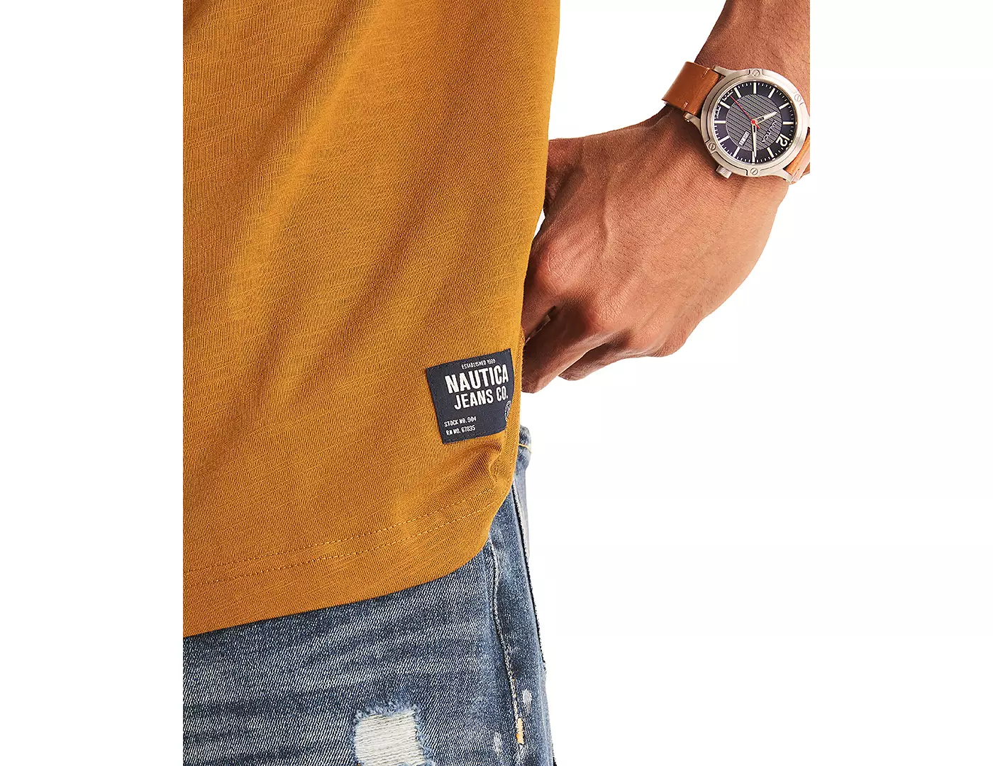 Мужская классическая однотонная кофта Nautica Henley