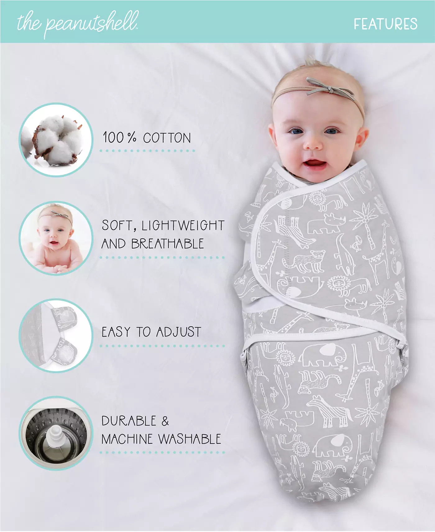 Пеленки для новорожденных девочек Peanutshell, набор из 3 штук, розовые цветочные звезды