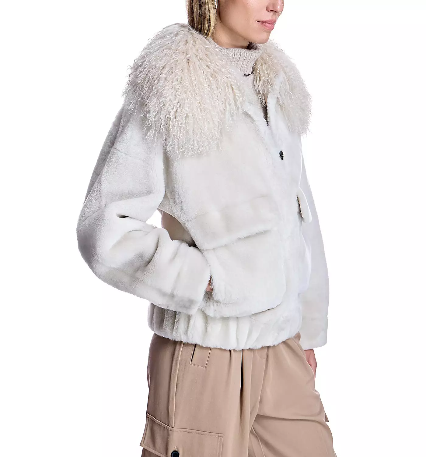 Женская куртка свободного покроя из овчины Julia & Stella By Maximilian