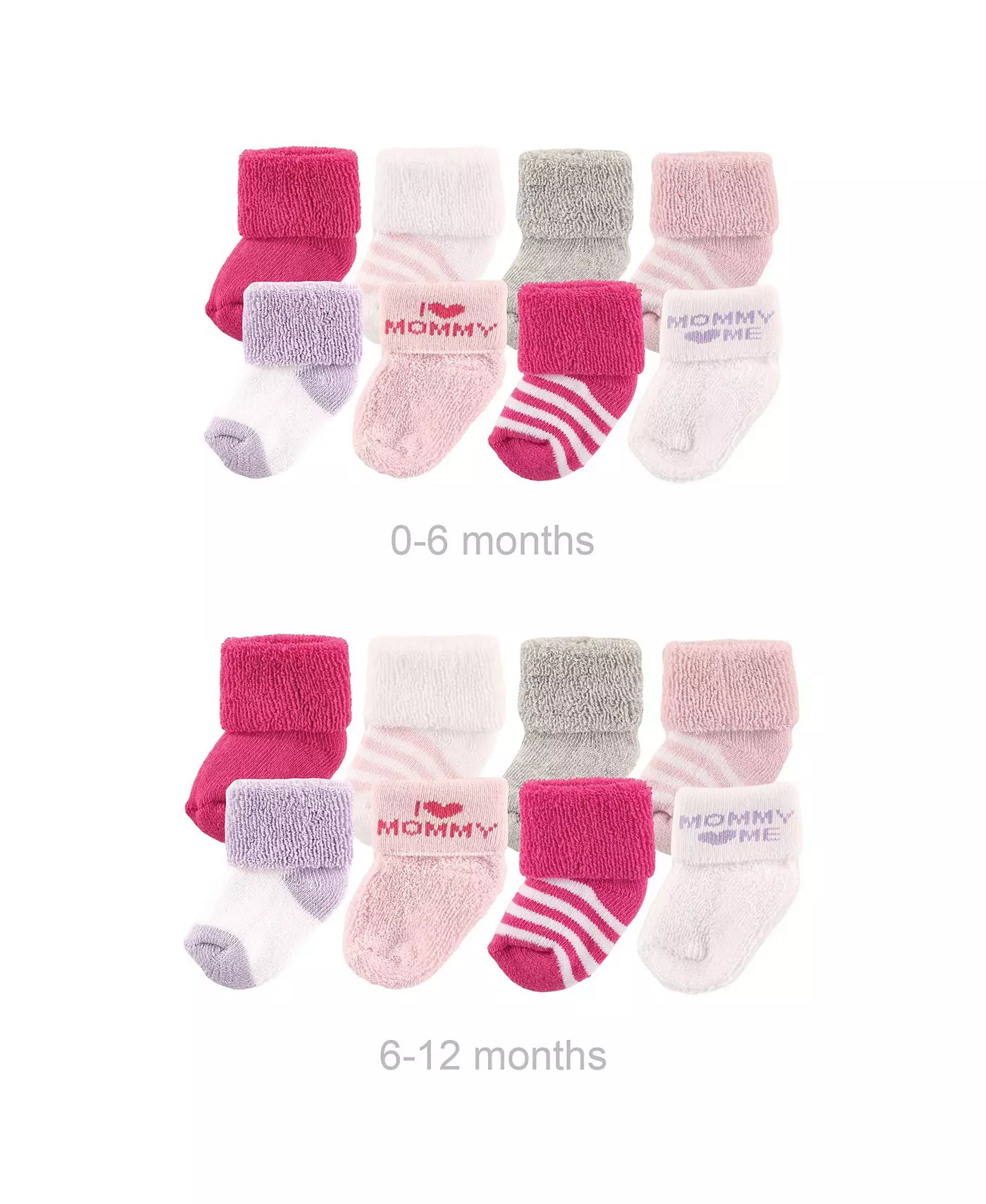 Носки Luvable Friends Baby Girls Grow with Me из хлопка и махровых тканей