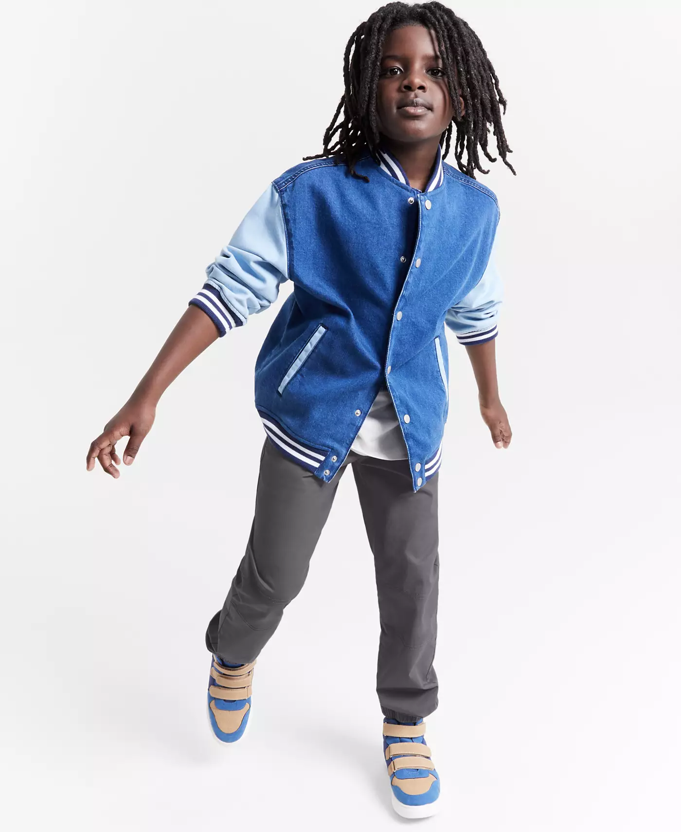 Джинсовая университетская куртка Epic Threads для маленьких и больших мальчиков, футболка для скейтбординга и джоггеры из твила