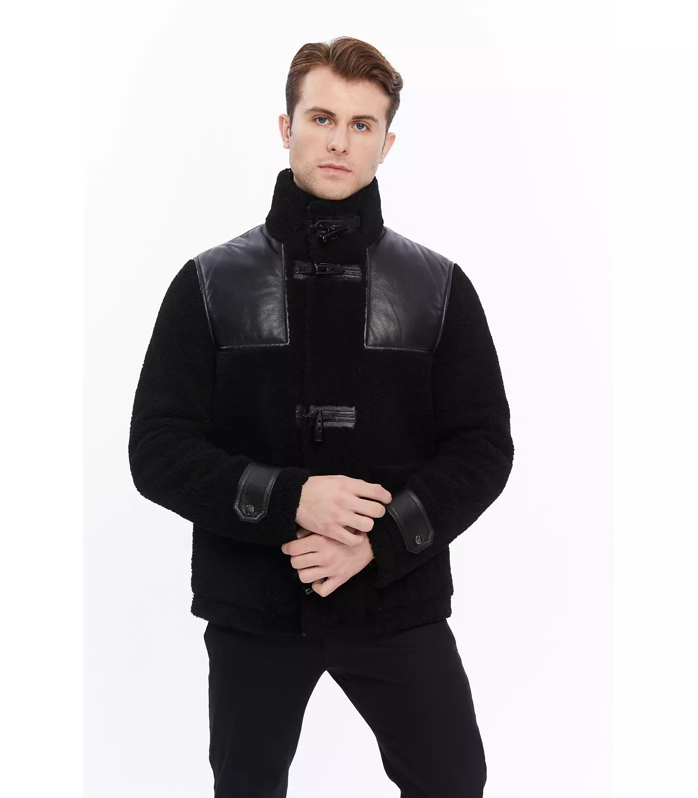 Мужская куртка Furniq UK из натуральной кожи, черная