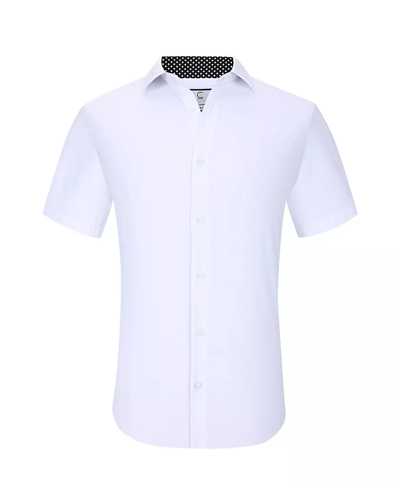 Мужская рубашка Suslo Couture Slim Fit Performance с короткими рукавами и однотонным принтом на пуговицах