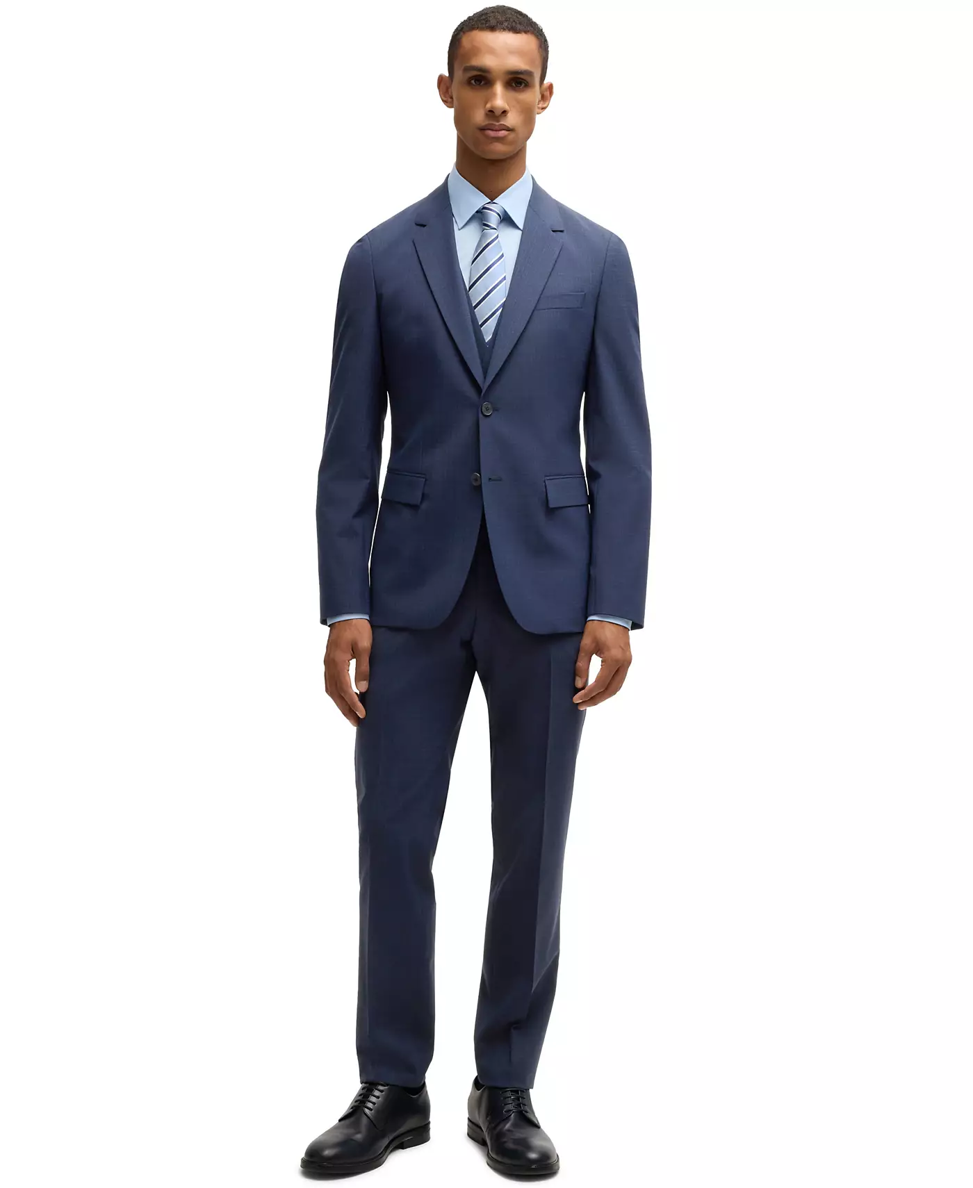 Мужской облегающий костюм-тройка Hugo Boss в клетку