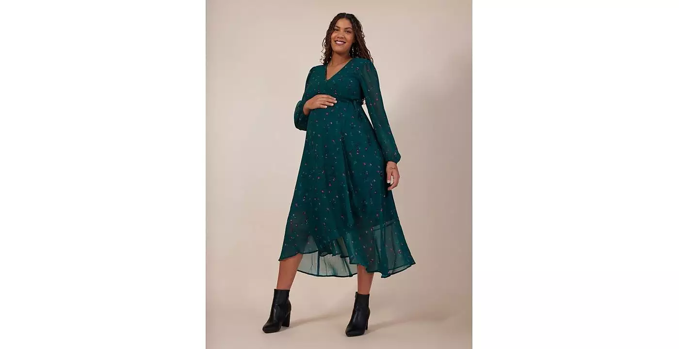 Материнство для беременных женское тканое платье-халат с длинными рукавами миди - Материнство для беременных