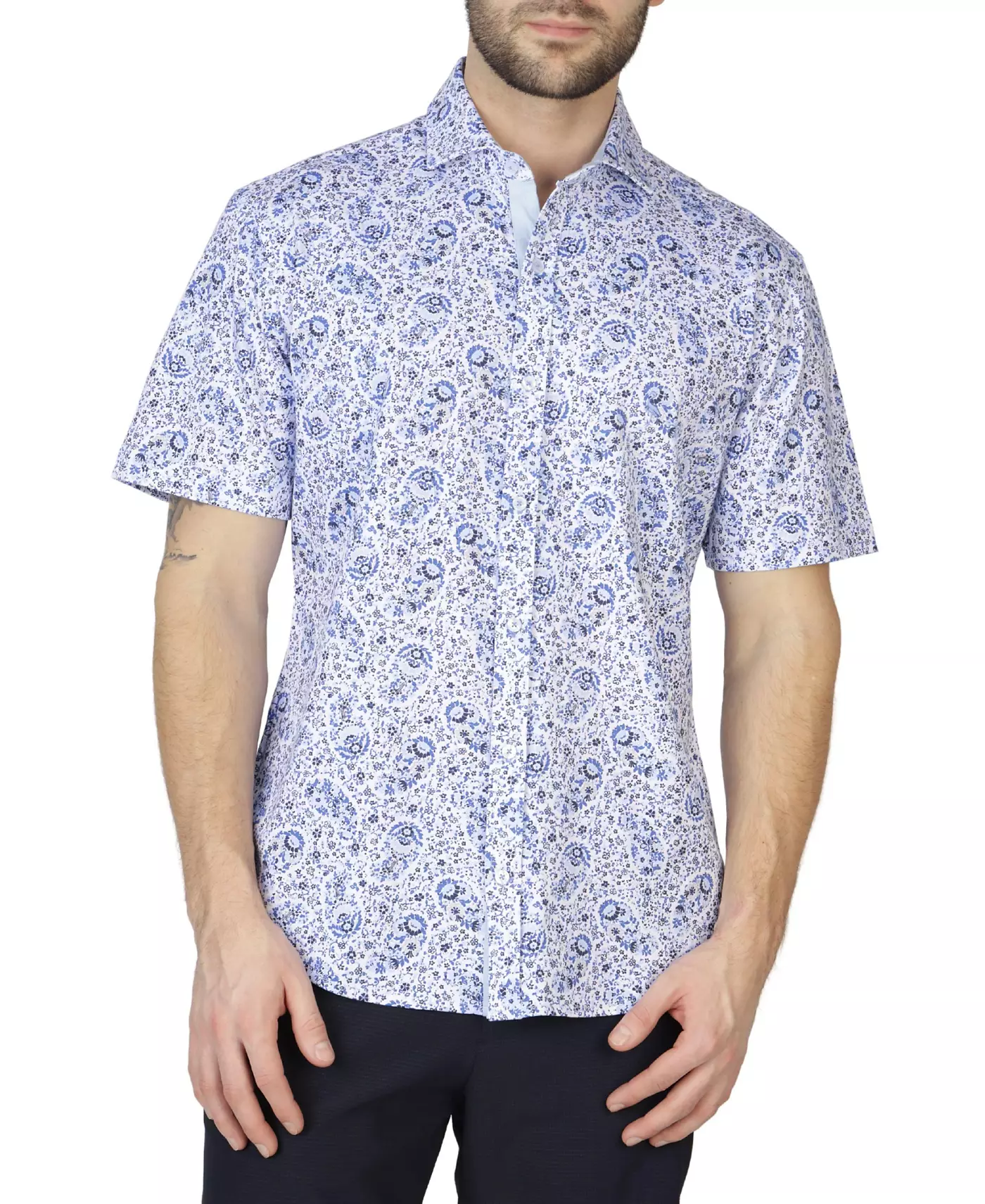 Мужская рубашка Tailorbyrd с цветочным узором и узором пейсли с коротким рукавом