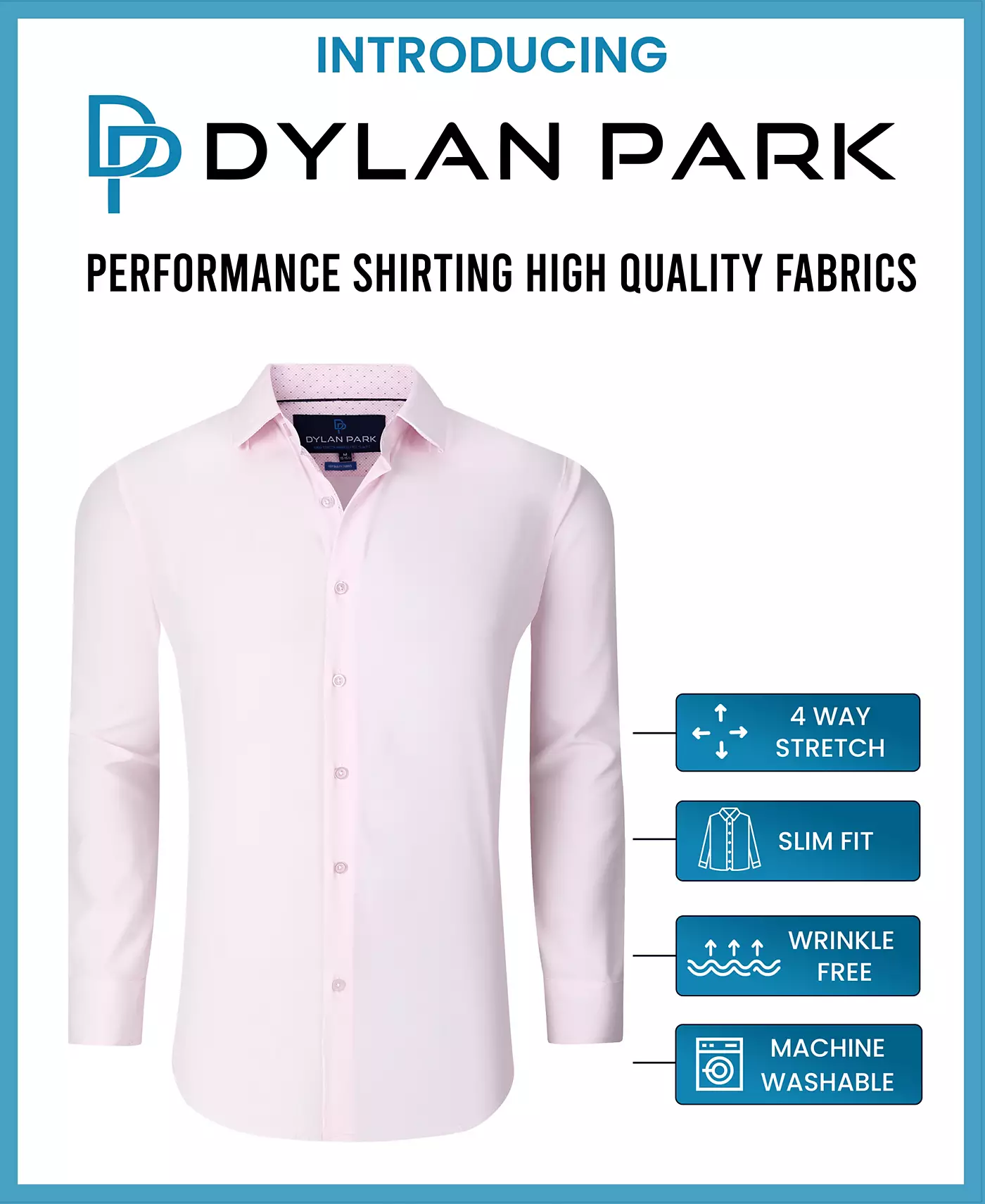 Мужская рубашка Dylan Park Geometric Performance Stretch на пуговицах