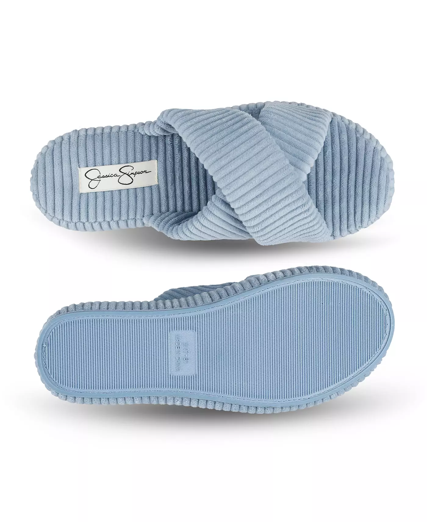 Женские тапочки Jessica Simpson из ребристого терри с перекрестными полосками на платформе