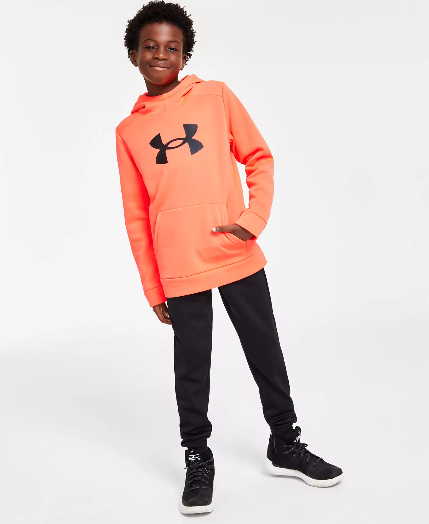 Футболка с логотипом Under Armour Big & Little Boys, толстовка с капюшоном, флисовые штаны и комплекты, подходящая одежда