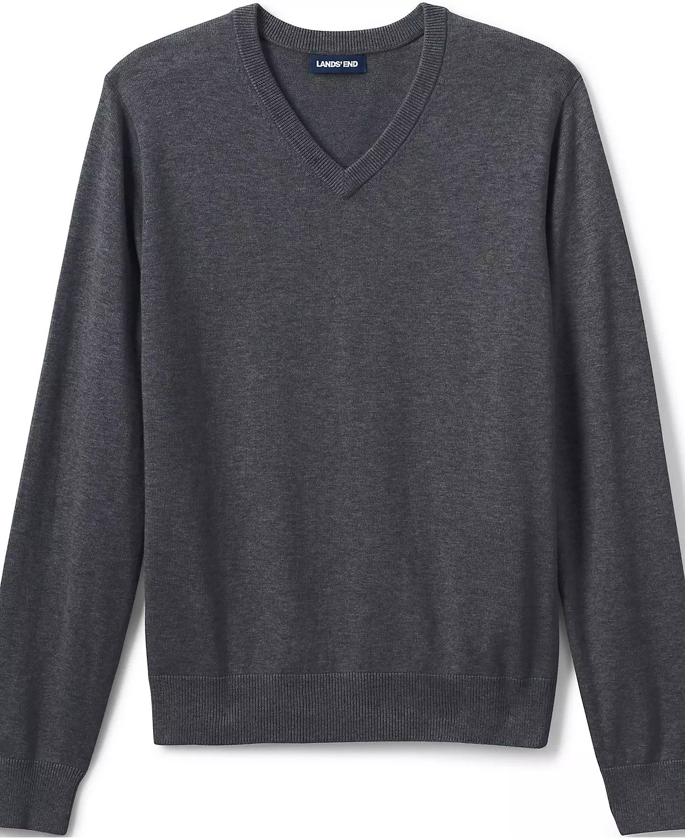 Мужской свитер Lands' End из хлопка и модала тонкой толщины с V-образным вырезом