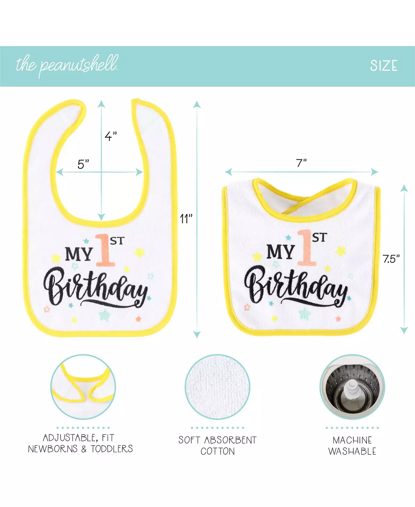 The Peanutshell New Holiday Terry Baby Bib Set 10 Pack Set для мальчиков и девочек