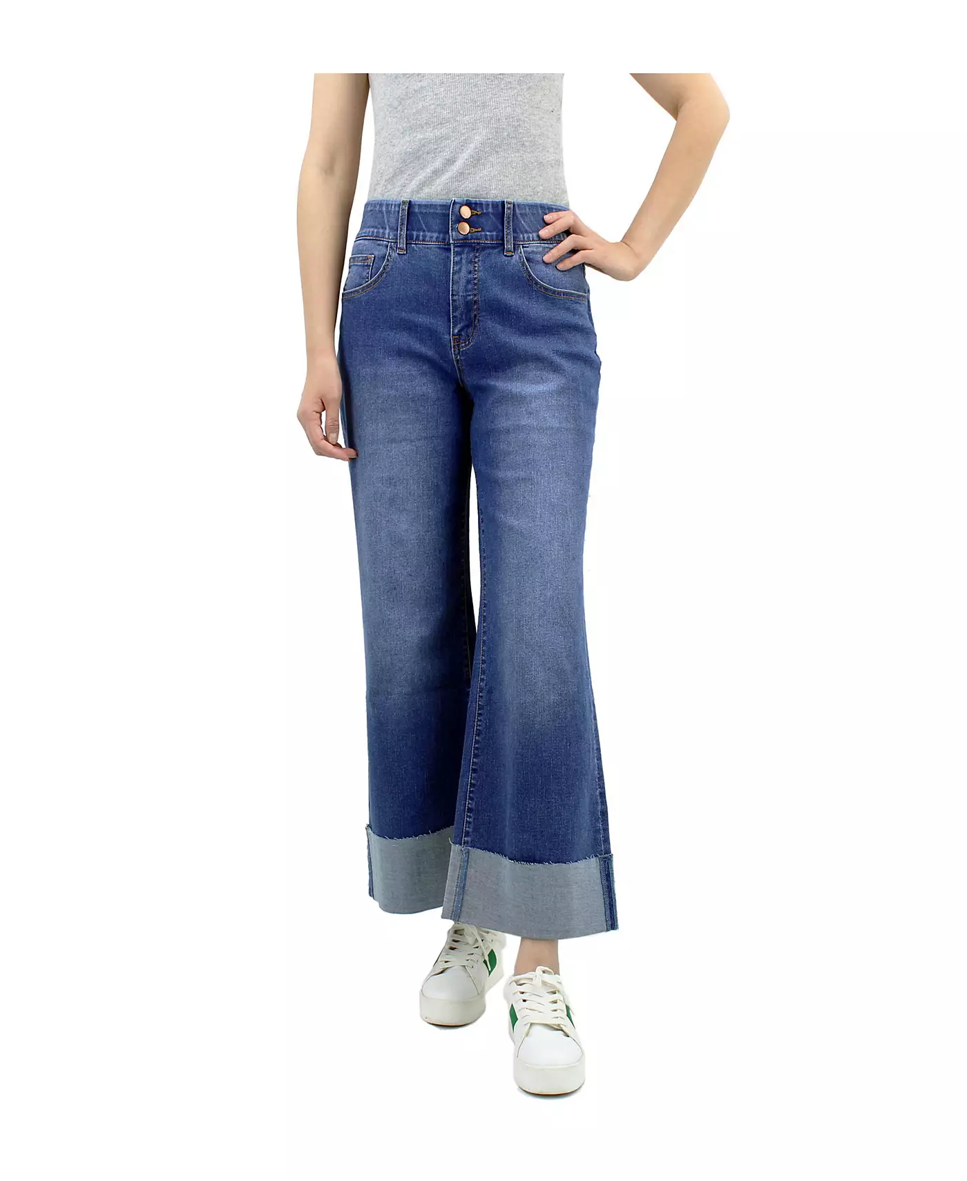 Женские джинсы Indigo Poppy с широкими манжетами и пятью карманами