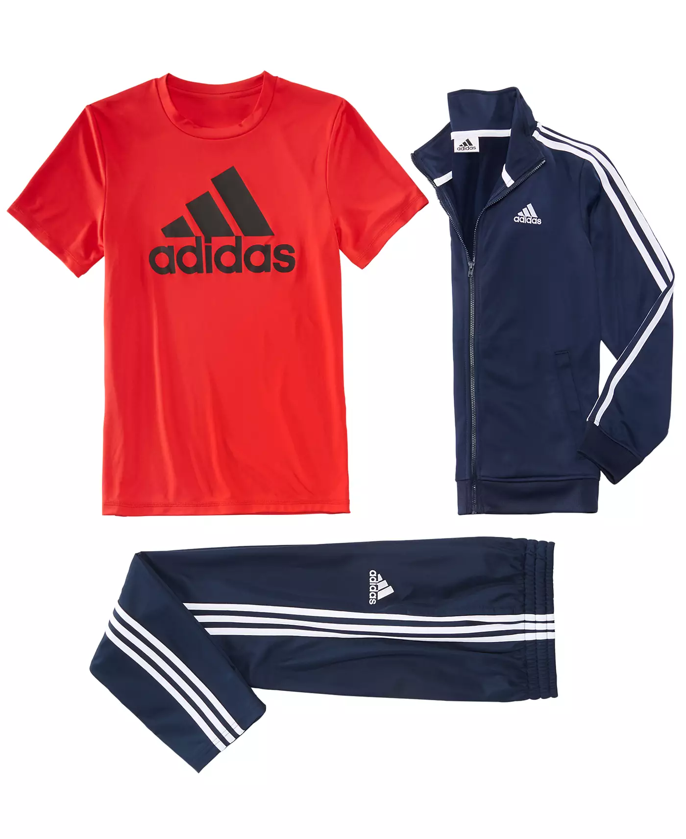 Куртка adidas Big Boys Tricot, футболка с логотипом и спортивные штаны