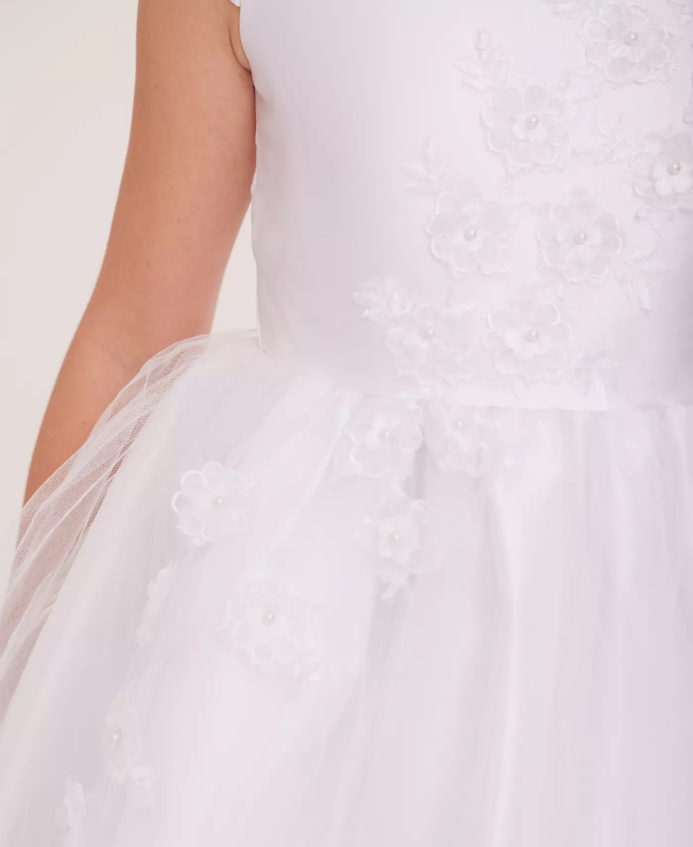 Платье Bonnie Jean для больших девочек с каскадной цветочной аппликацией для первого причастия