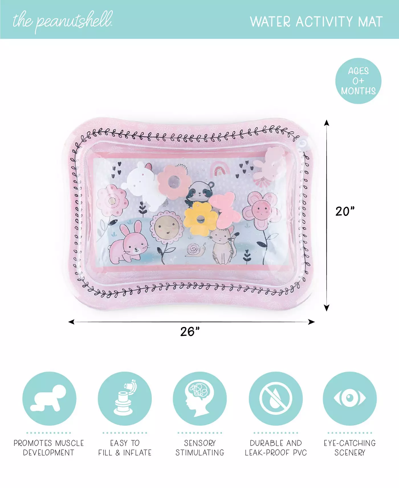 Водный игровой коврик Peanutshell Tummy Time для малышей, Sea Life