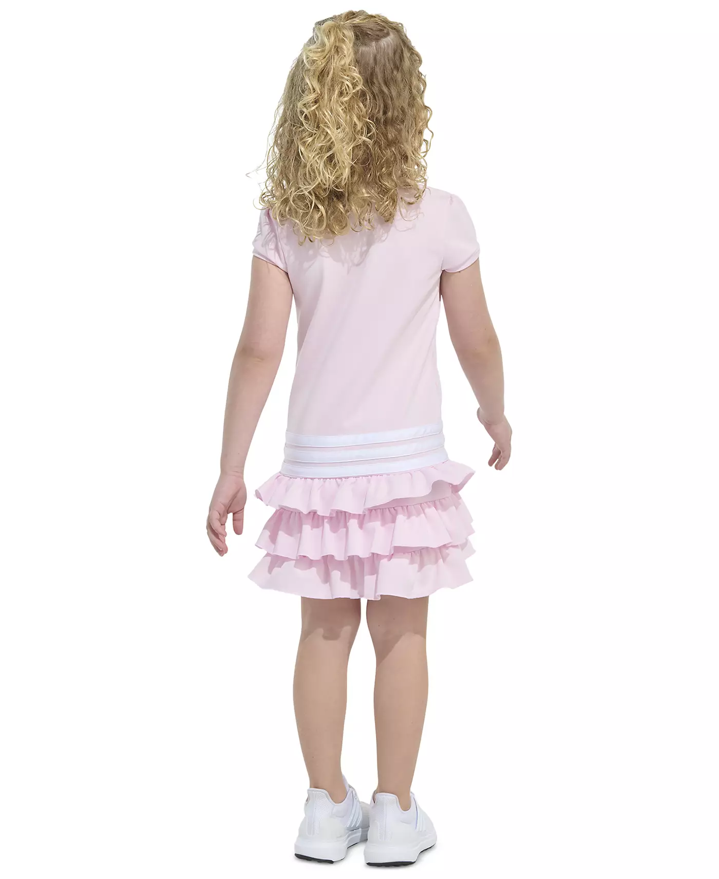 Платье-поло с короткими рукавами и оборками для малышей и маленьких девочек adidas