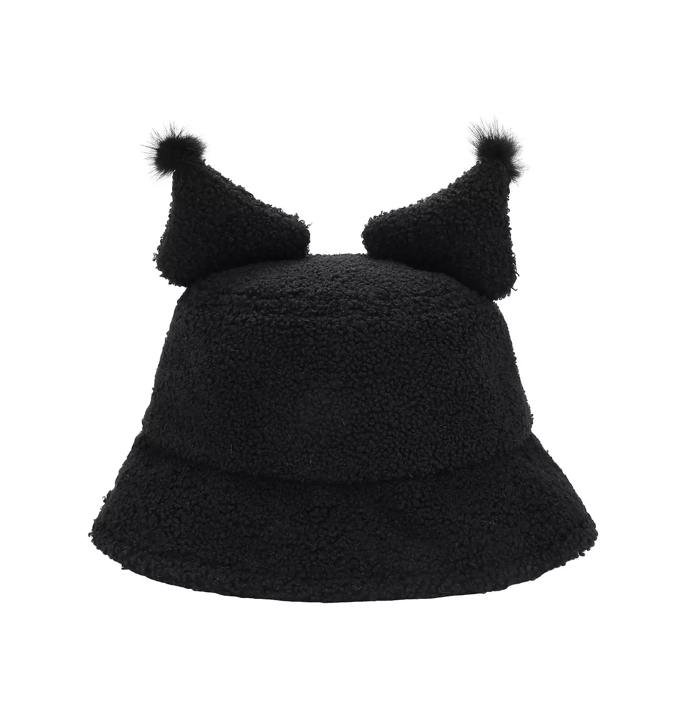 Короткая меховая панама с ушками Sanrio Kuromi и тканой этикеткой