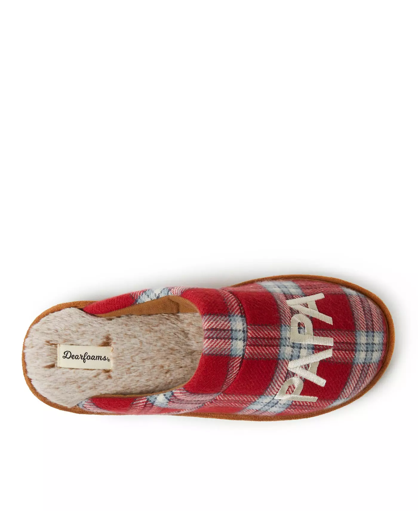 Мужские тапочки Dearfoams Papa Bear Red Plaid Dad Scuff