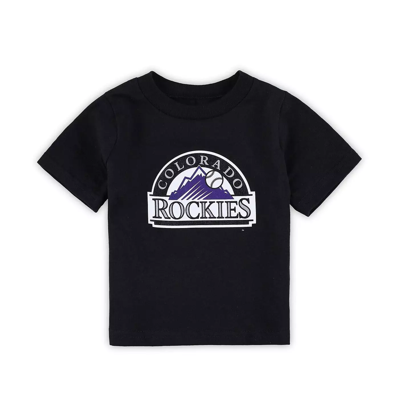 Футболка Outerstuff Infant Boys and Girls Black Colorado Rockies Team Crew Primary с логотипом