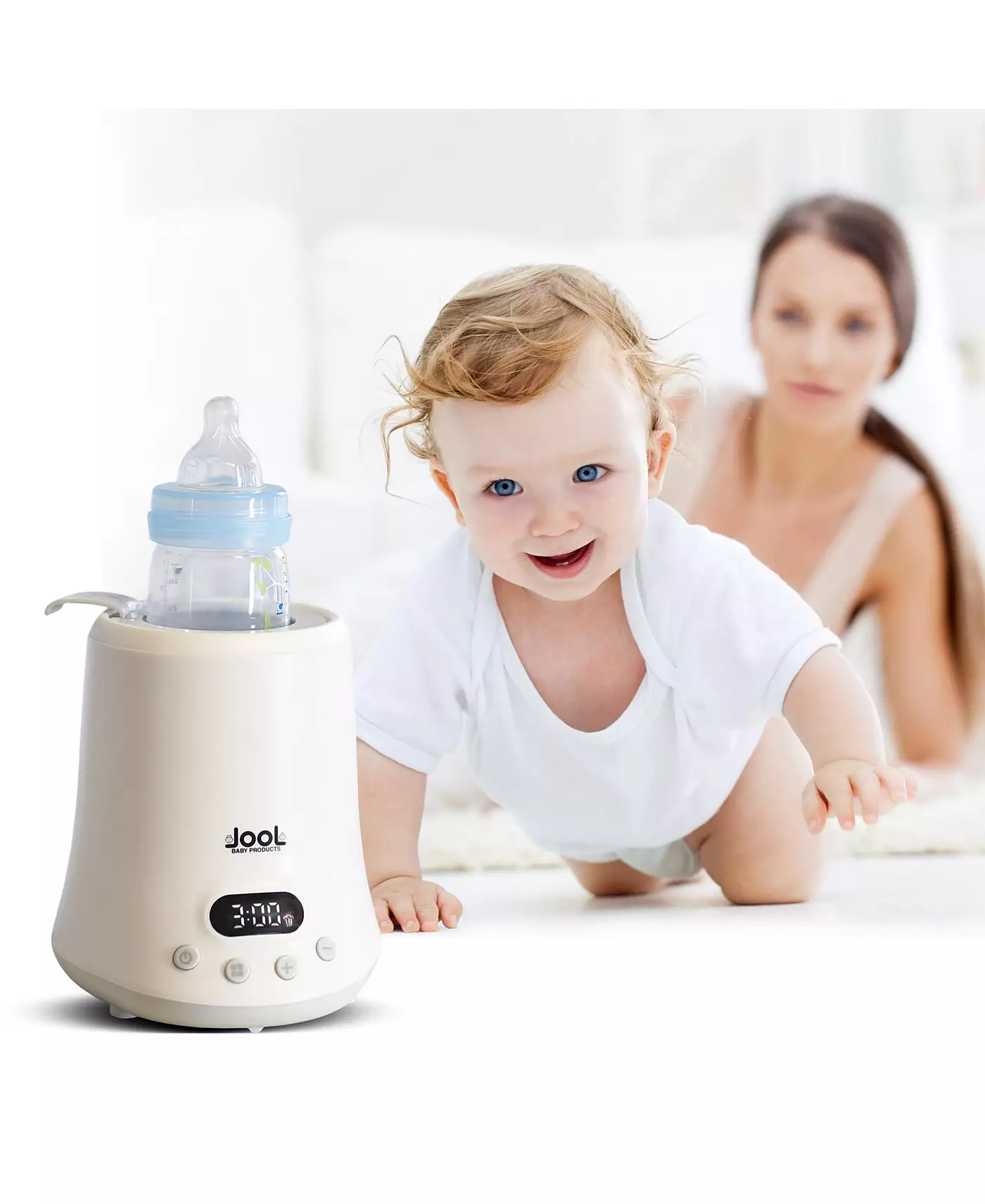 Подогреватель детских бутылочек Jool Baby - для молока, молочной смеси, сока, режимы быстрого подогрева и поддержания температуры, временной график