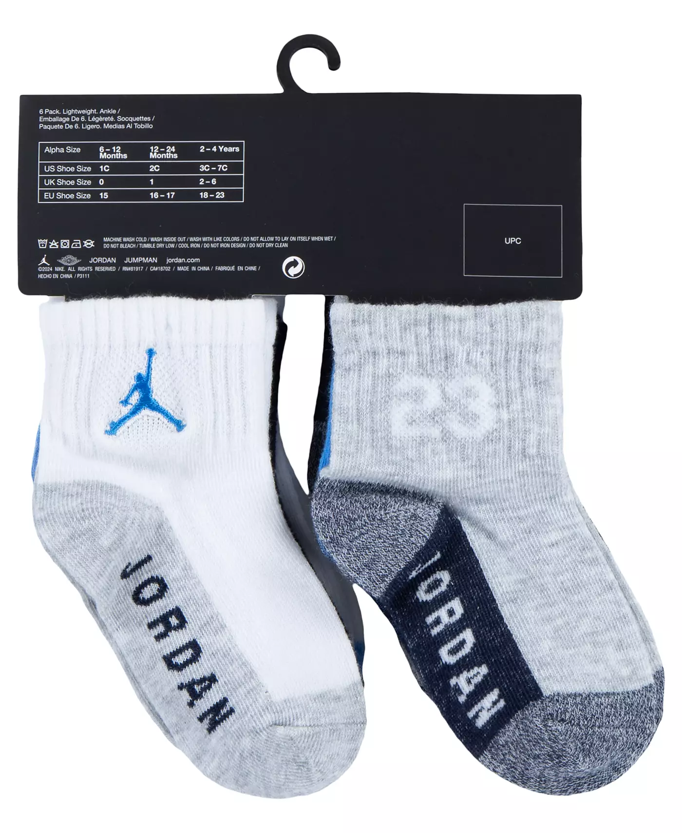 Носки Jordan Core Jumpman для малышей и мальчиков ясельного возраста, упаковка из 6 шт.