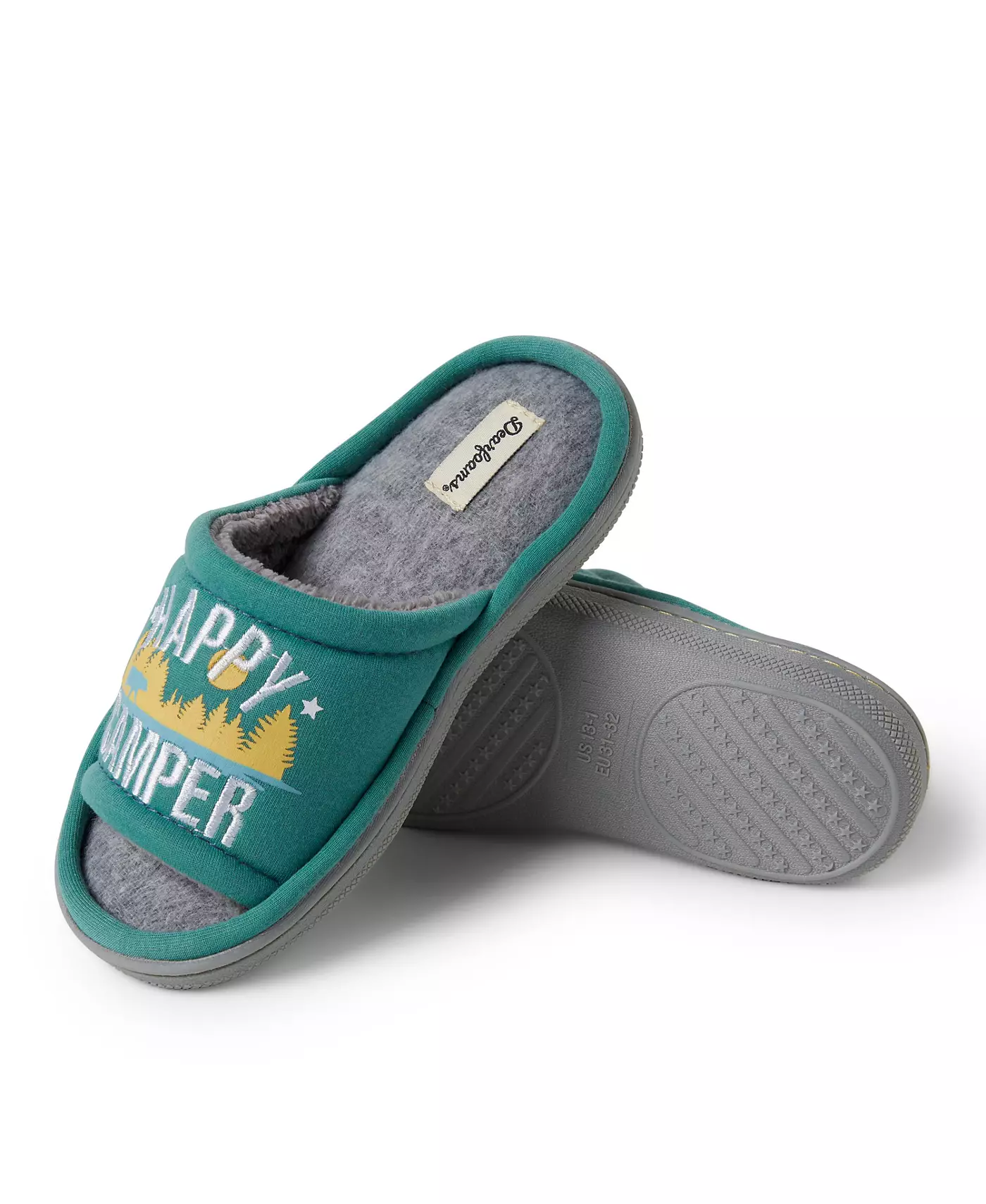 Dearfoams Kids Lennox Happy Camper Knit Shower Slide Домашние тапочки