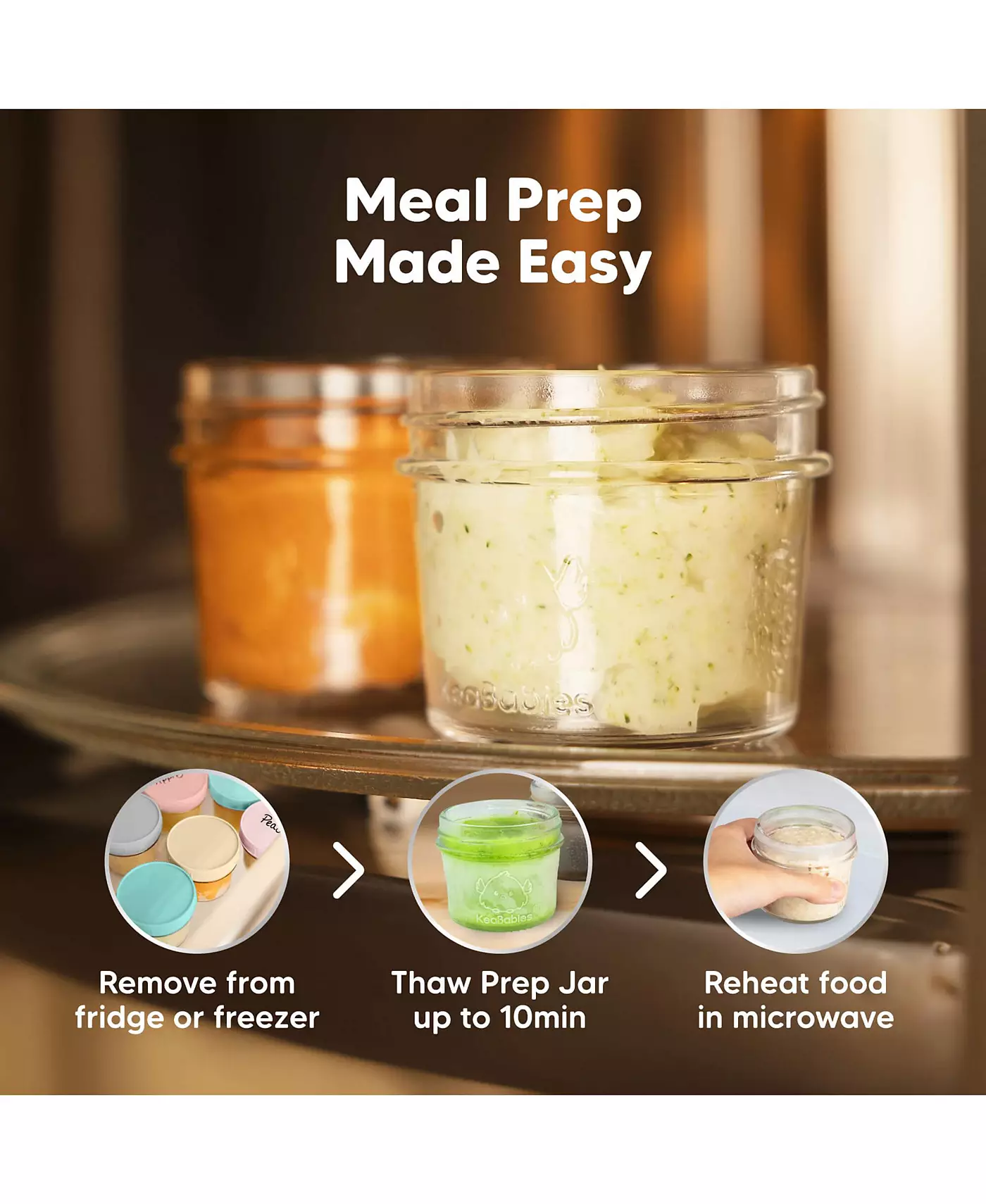 Контейнеры для хранения детского питания KeaBabies 12 шт., 4 унции, герметичные, стеклянные банки для детского питания без содержания бисфенола А для кормления