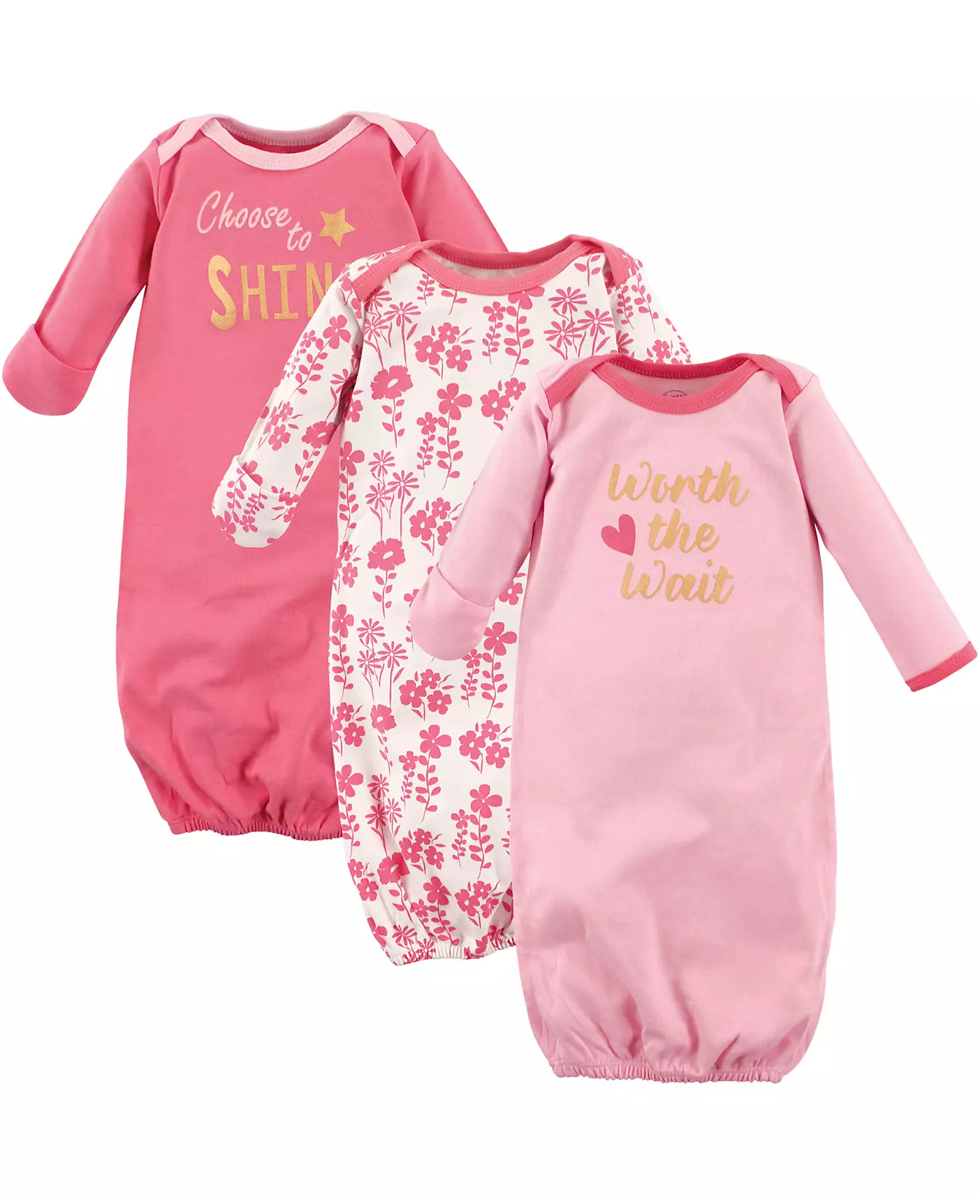 Хлопковые платья с длинными рукавами для девочек Luvable Friends Baby Girls, 3 пары, Dreamer, 0-6 месяцев