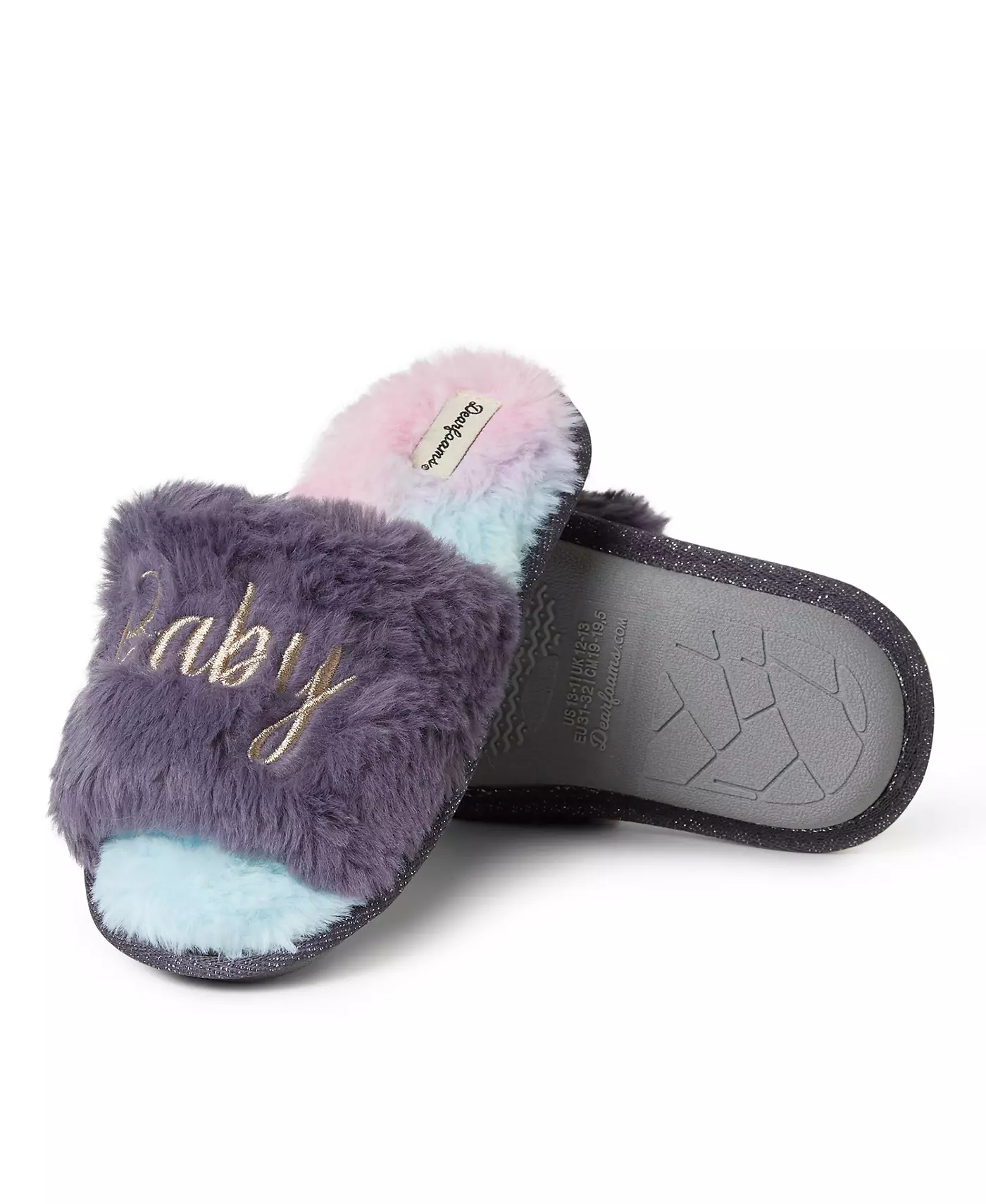 Dearfoams Girls Lana Fuzzy Slide Slipper Bird