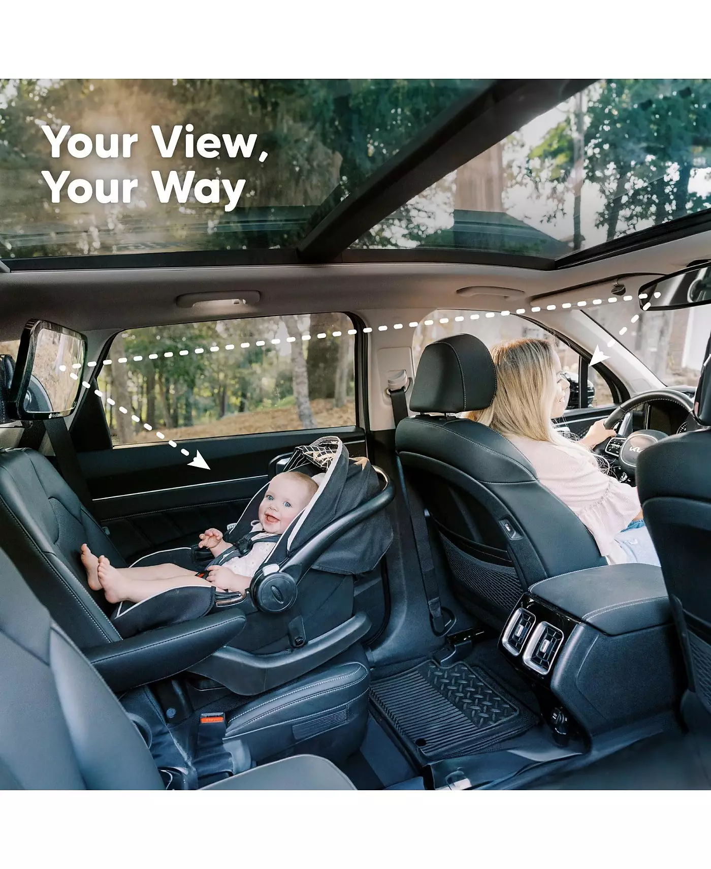 Зеркало для детского автокресла KeaBabies, большое ударопрочное детское зеркало для установки на сиденье автомобиля, обращенное назад, зеркало для младенца в детское автокресло