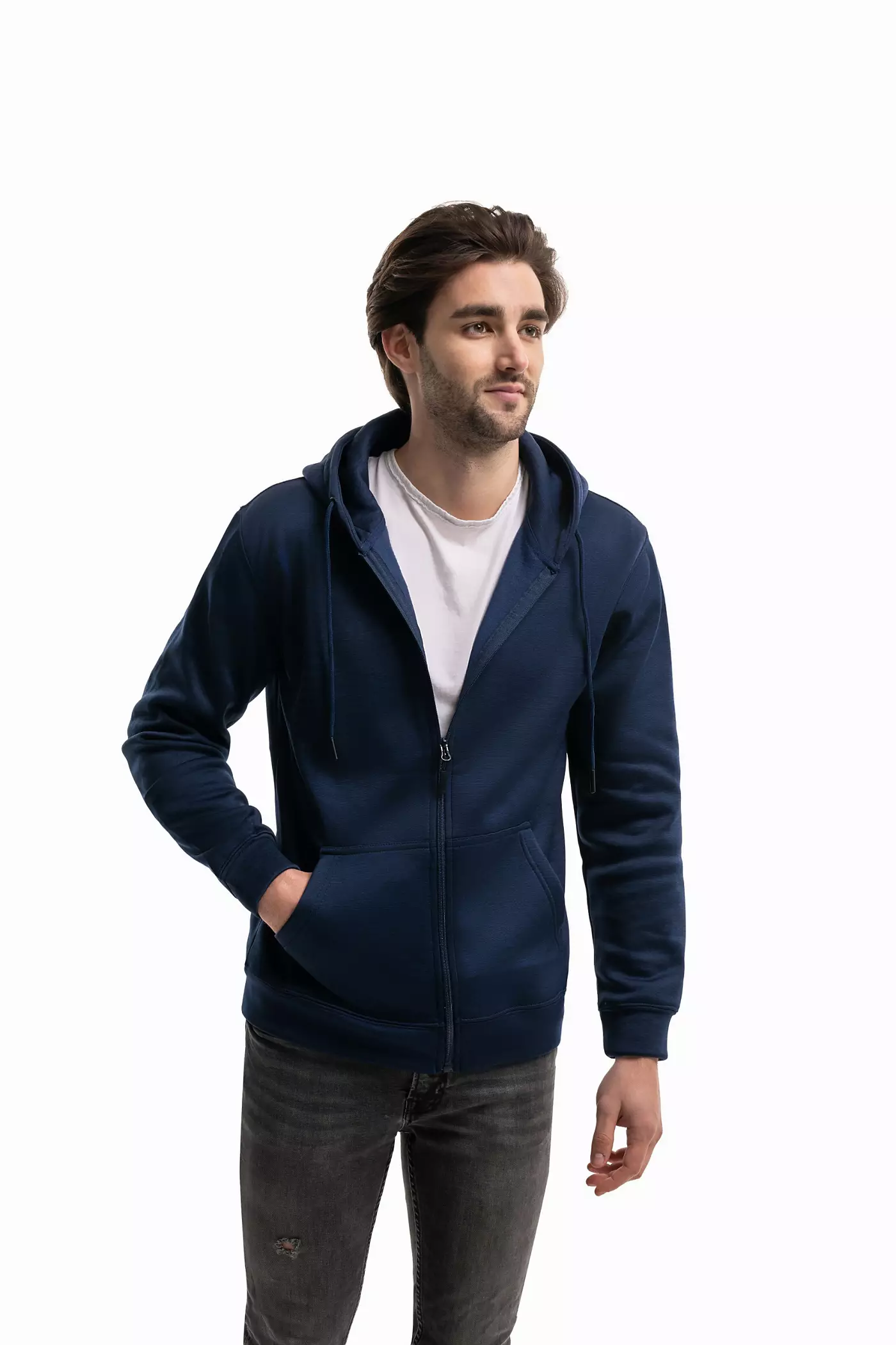Мужская толстовка Mio Marino Premium Zip-Up Hoodie для мужчин с гладкой шелковистой матовой отделкой и уютной флисовой подкладкой, с капюшоном