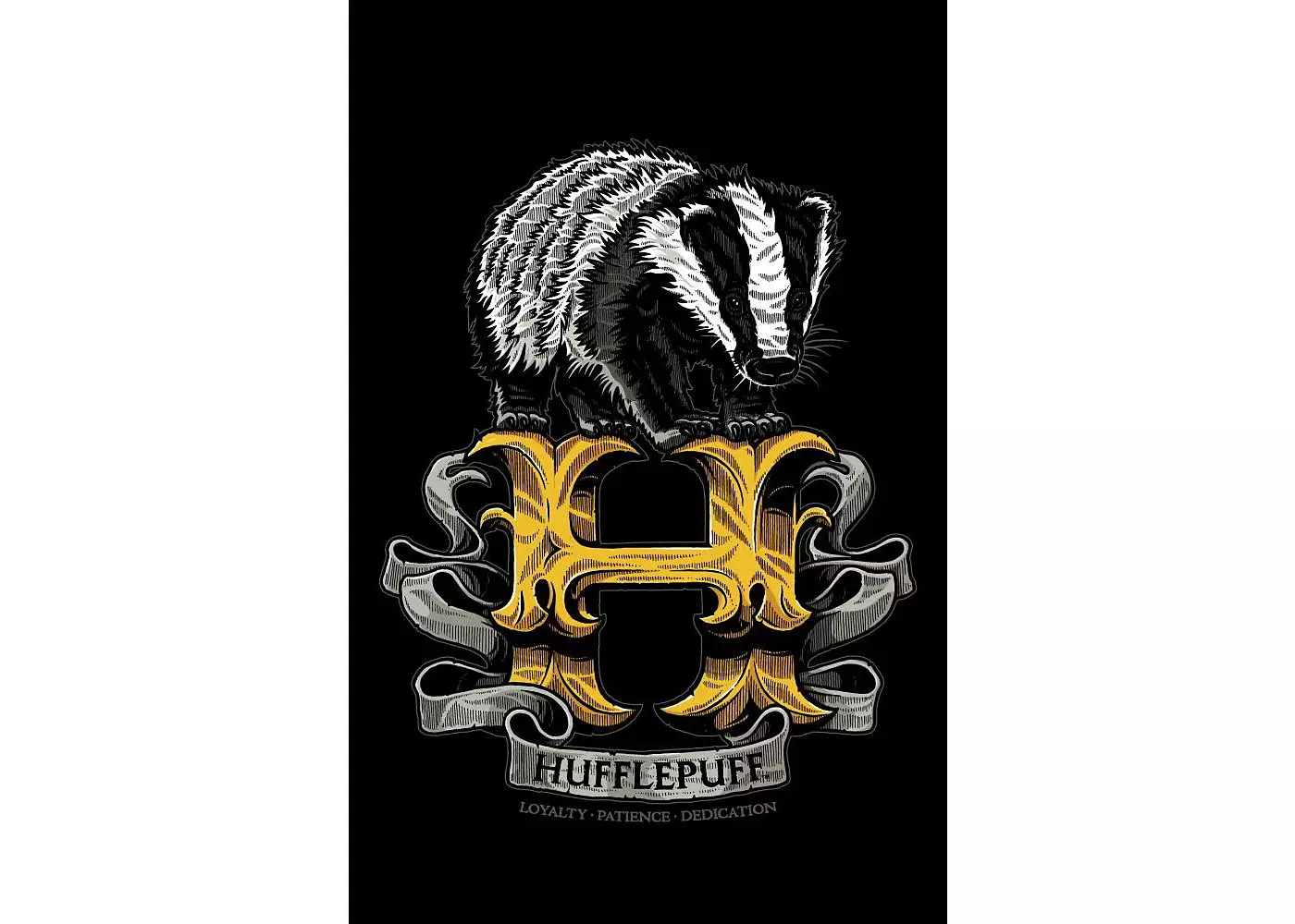 Футболка Harry Potter Big & Tall Hufflepuff Badger Black-4XL